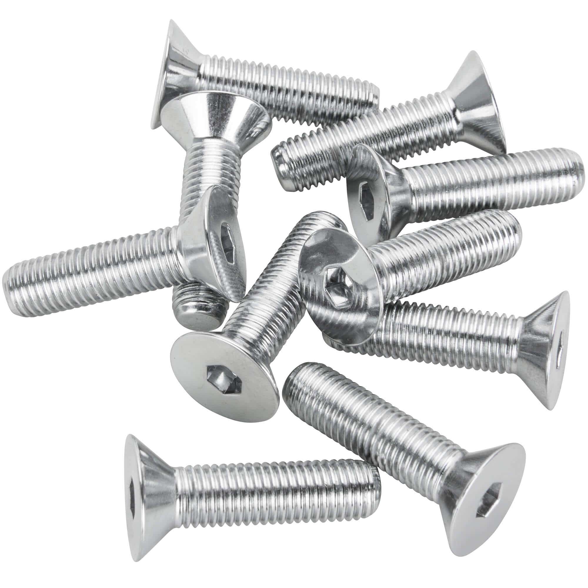 #FHS-117 5/16-24 x 1-1/4 length Chrome Flat Head Allen Bolt - 10 Pack