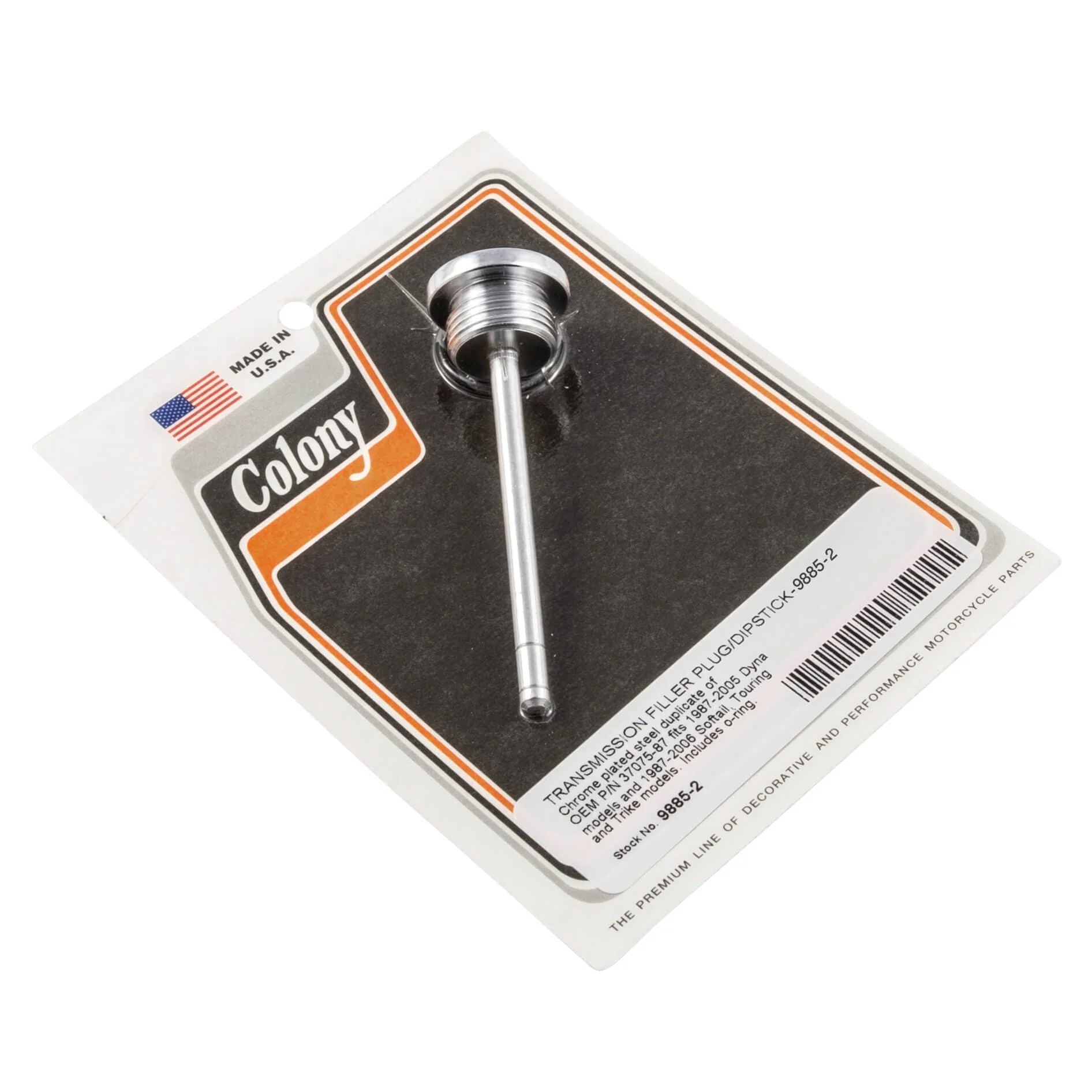 #9885-2 Transmission Fill Plug/Dip Stick - 1987-Up Harley-Davidson Big Twin - Chrome Plated