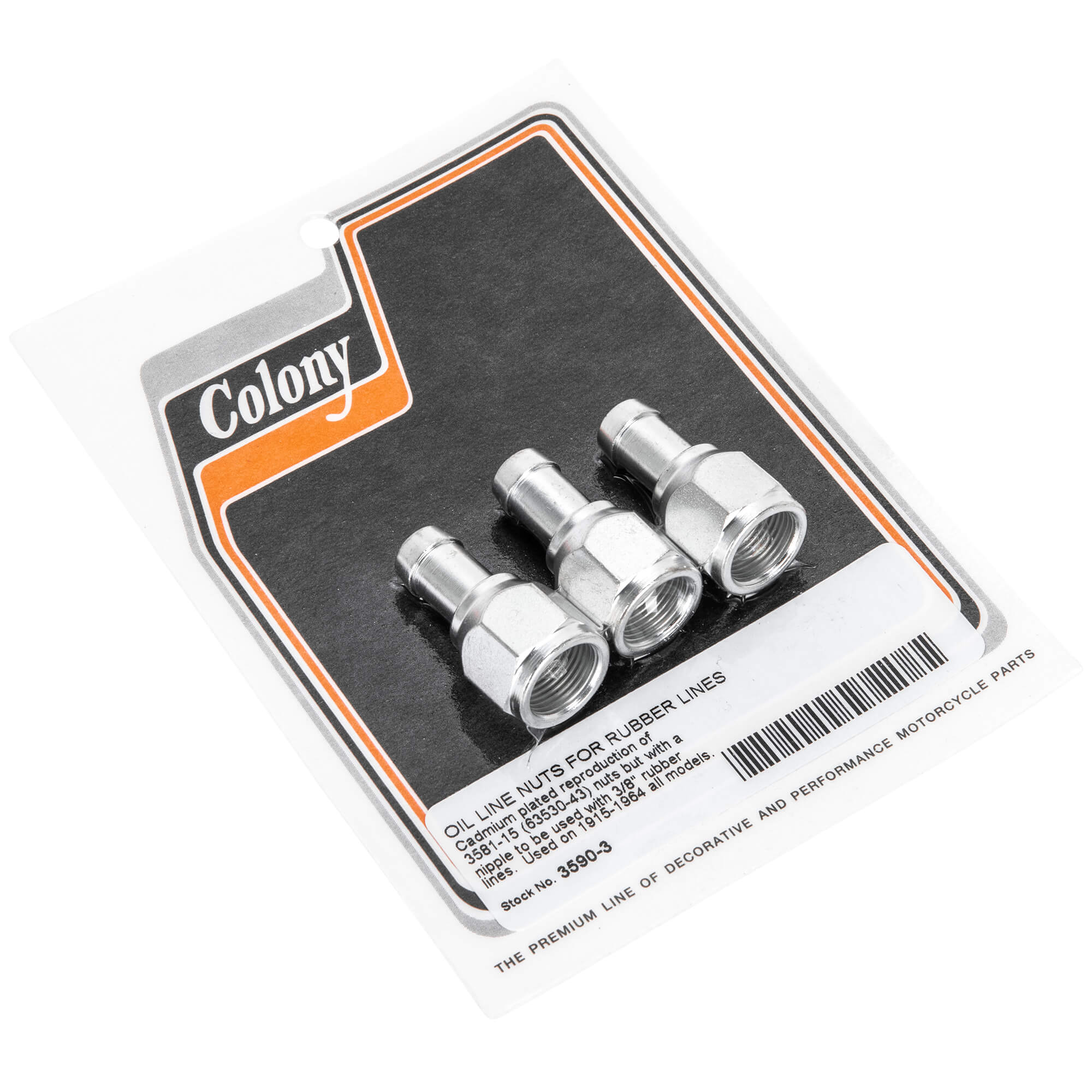 #3590-3 Oil Line Nuts for 3/8 inch Rubber Lines 1915-1964 Harley-Davidson - CAD Plated