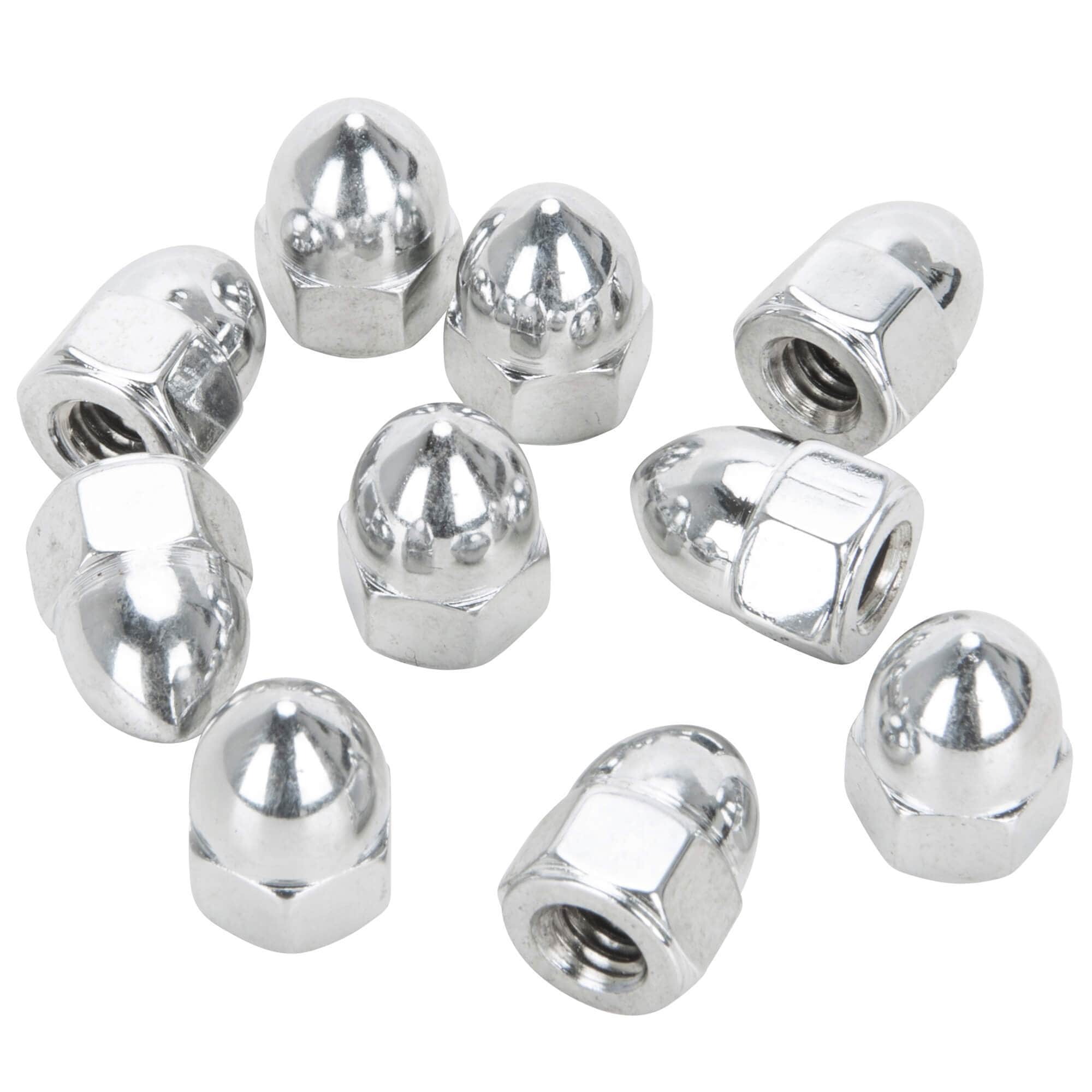 #PAN-159 1/4-20 Chrome Plated Harley-Davidson Thread Acorn Nut - 10 Pack