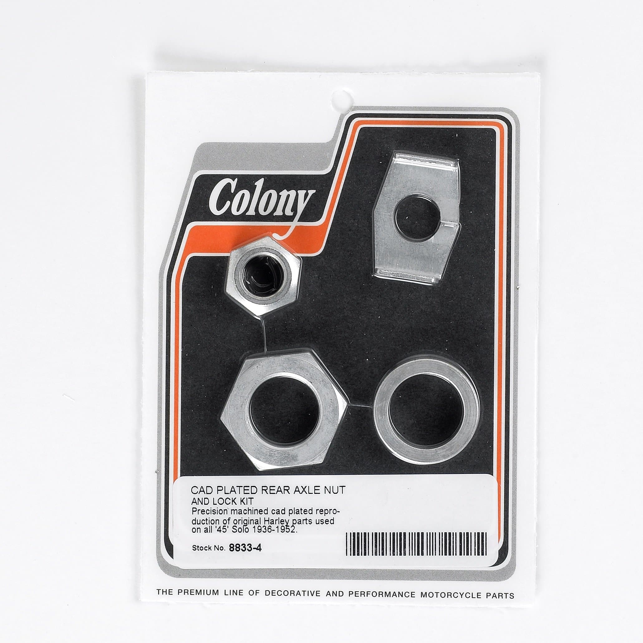 #8833-4 Rear Axle Nut and Lock Kit - 1936-1952 Harley-Davidson 45 Solo - CAD Plated