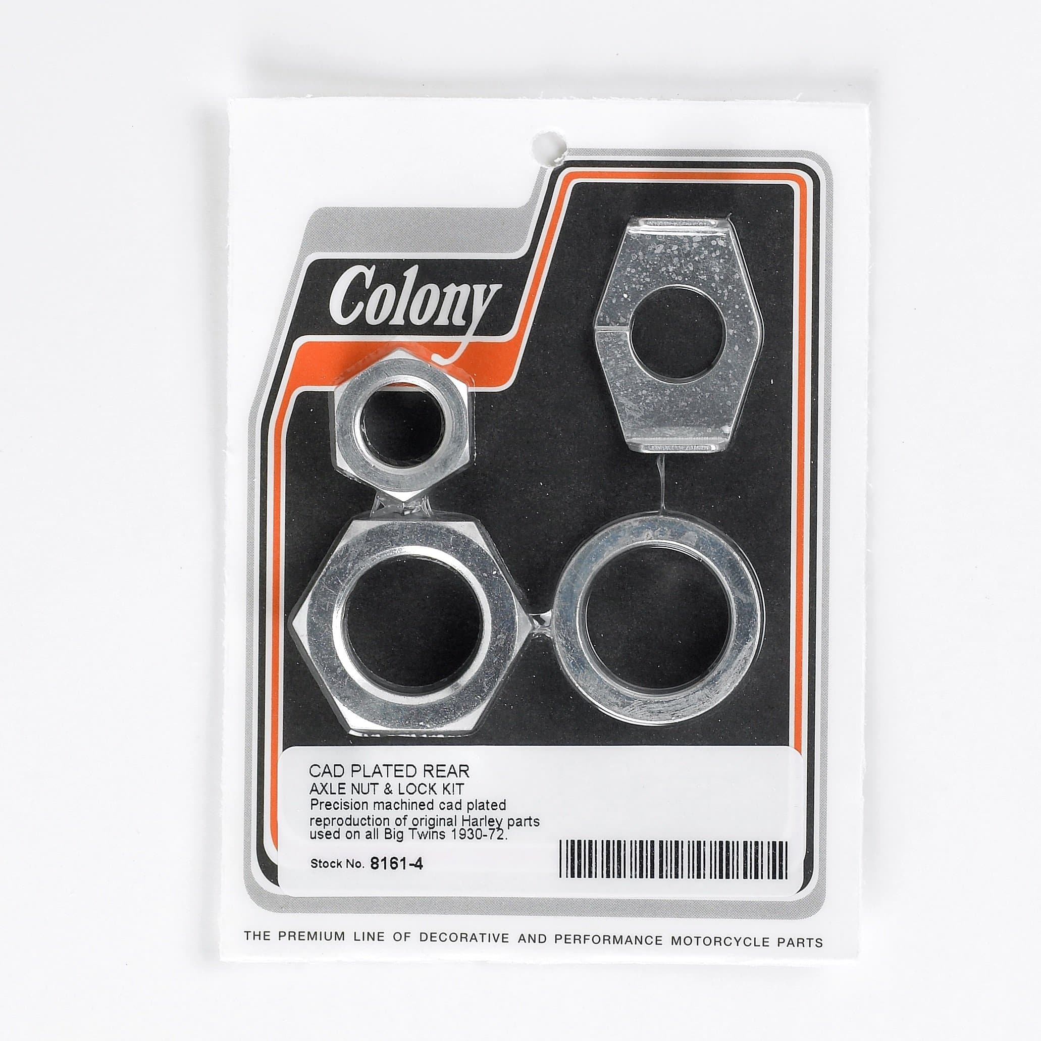 #8161-4 Rear Axle Nut and Lock Kit - 1930-1972 Harley-Davidson Knucklehead/Panhead/Shovelhead - CAD Plated