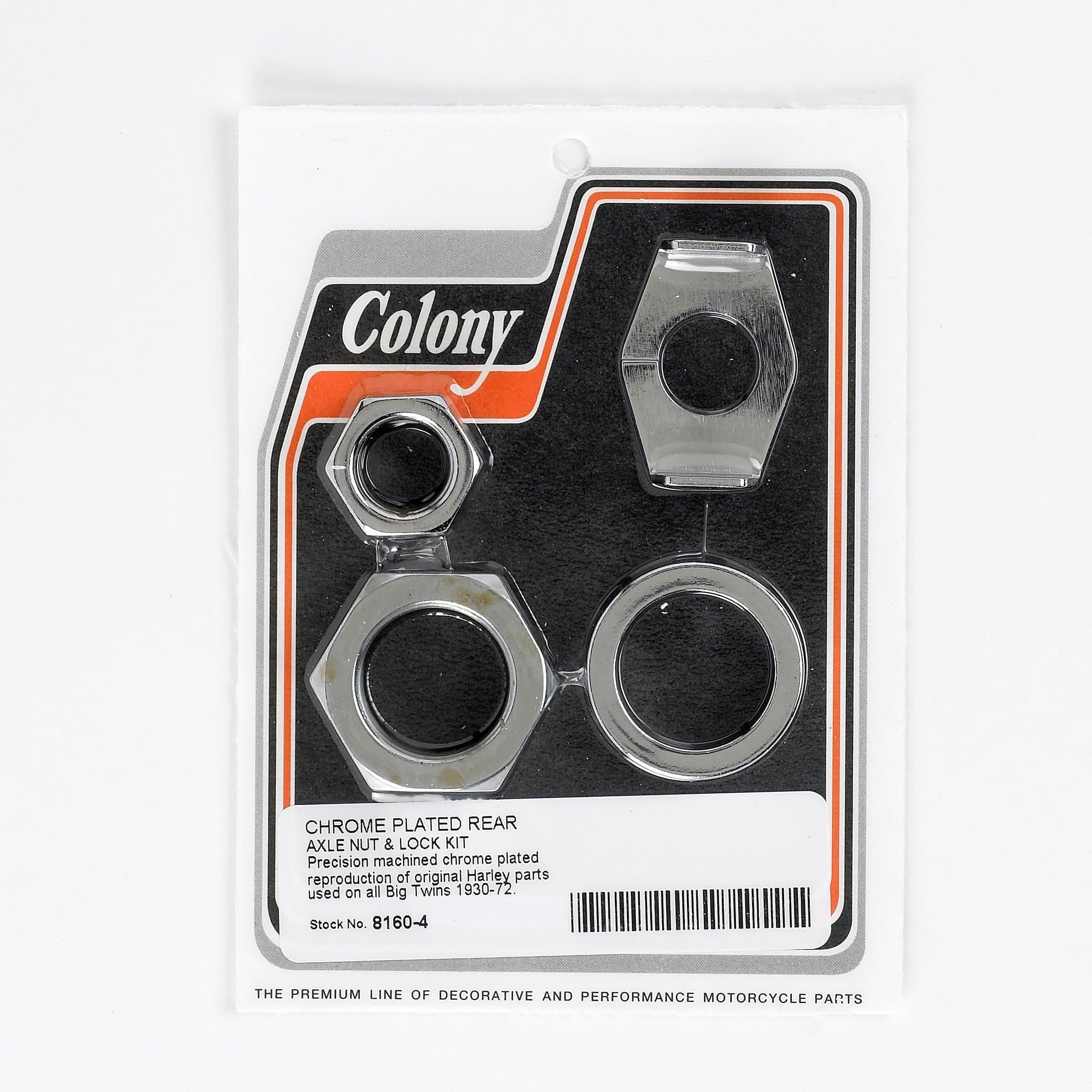 #8160-4 Rear Axle Nut and Lock Kit - 1930-1972 Harley-Davidson Knucklehead/Panhead/Shovelhead - Chrome Plated