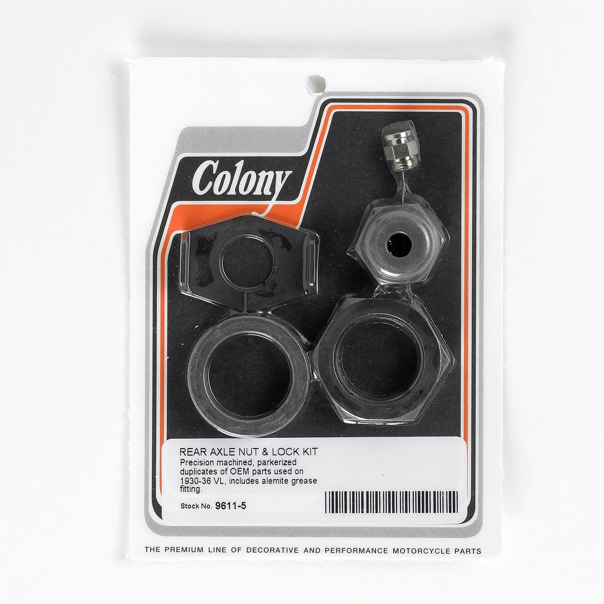 #9611-5 Rear Axle Nut and Lock Kit - 1930-1936 Harley-Davidson VL - Parkerized