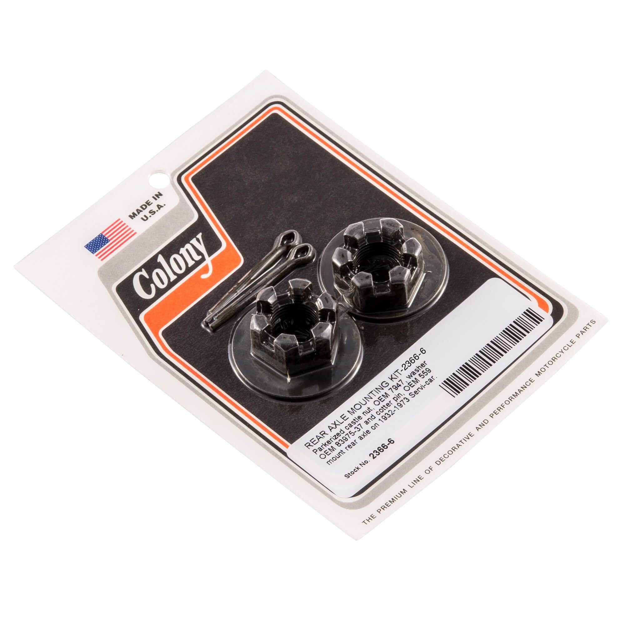 #2366-6 Rear Axle Nut and Lock Kit - 1932-1973 Servi-Car - Parkerized