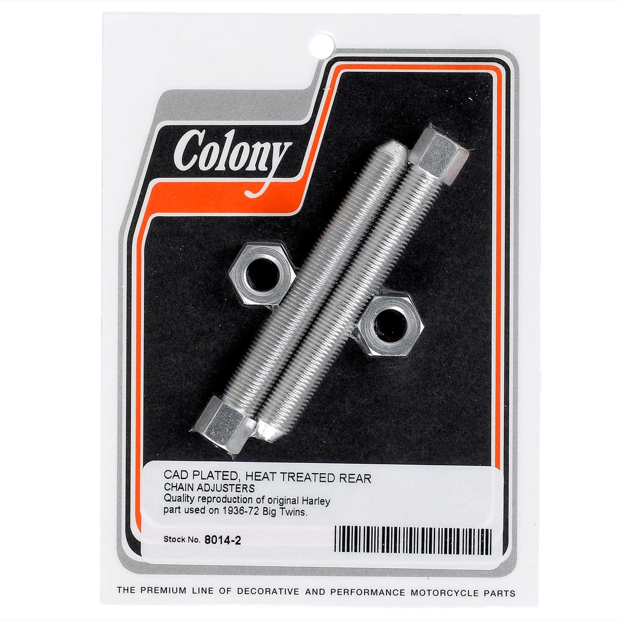 #8014-2 Rear Chain Adjuster Screws - 1936-1972 Harley-Davidson Knucklehead/Panhead/Shovelhead - CAD Plated