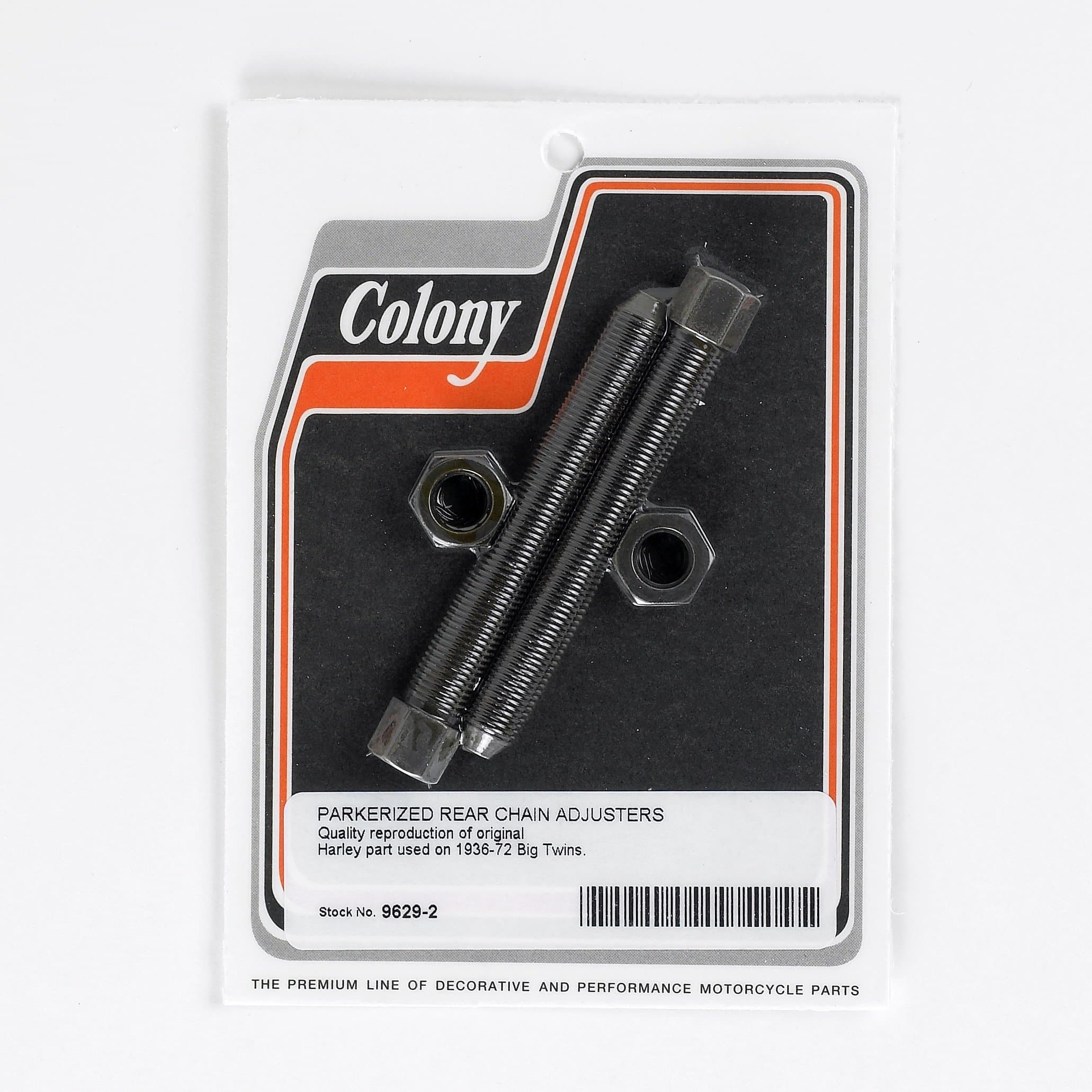 #9629-2 Rear Chain Adjusters - 1936-1972 Harley-Davidsons Knucklehead/Panhead/Shovelhead - Parkerized
