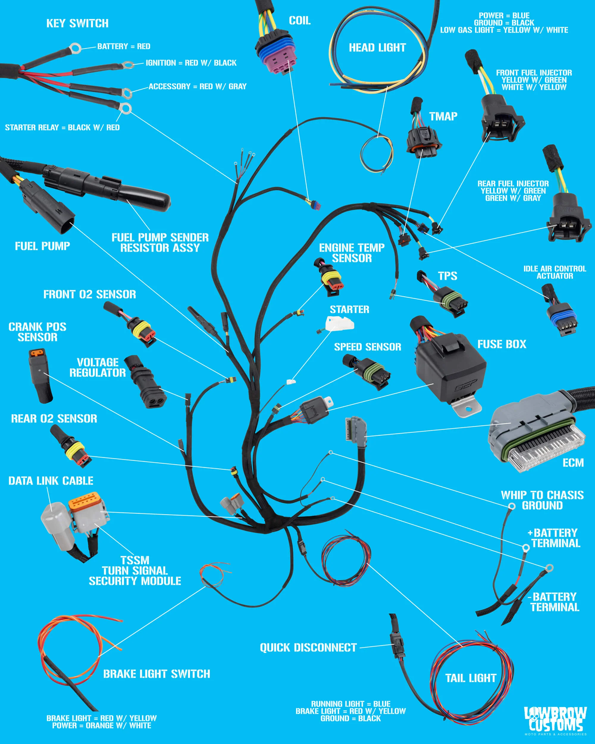 Complete Chopper Wiring Harness 2007-2013 EFI Harley-Davidson Sportster - Image 3