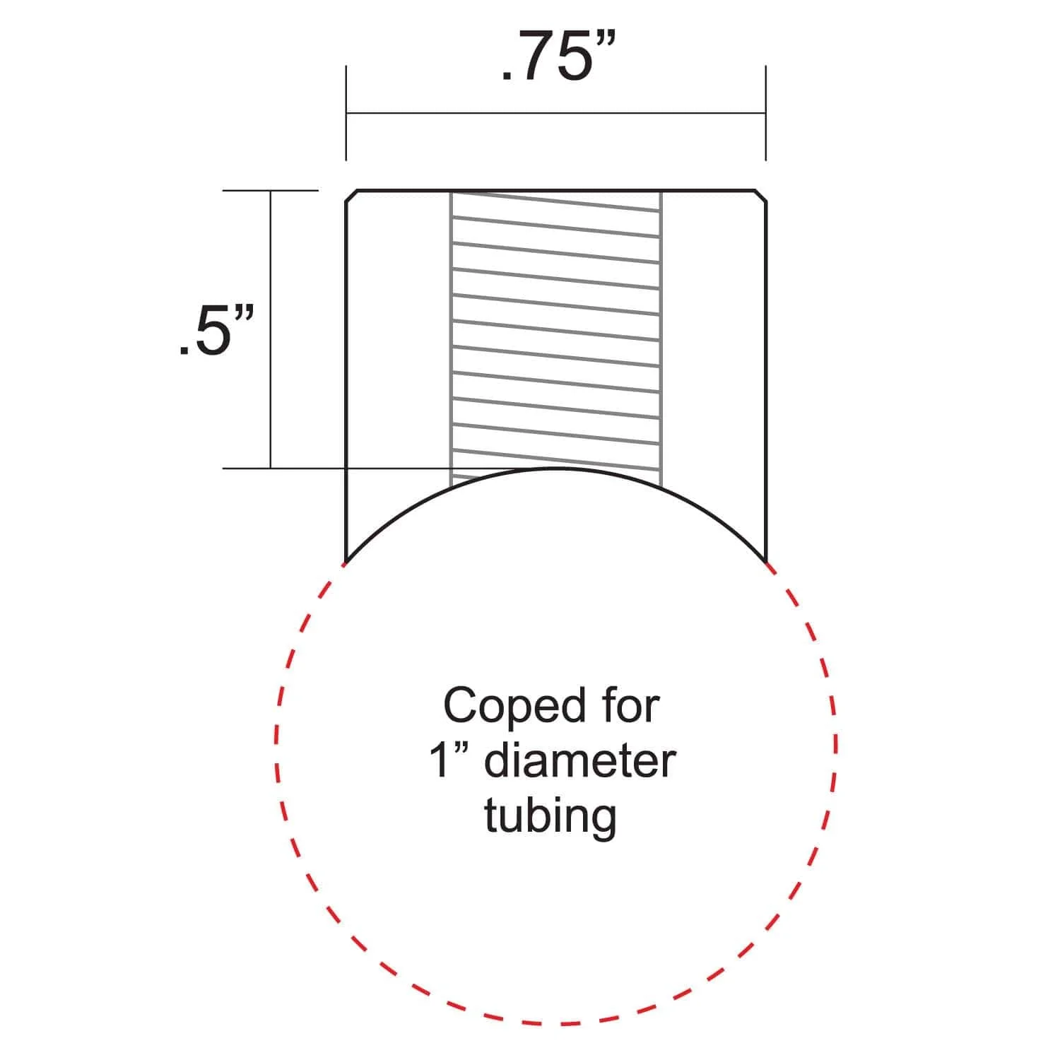 Coped Steel Bungs 1/2 inch long - 3/8-16 thread - 4 pack - Image 3