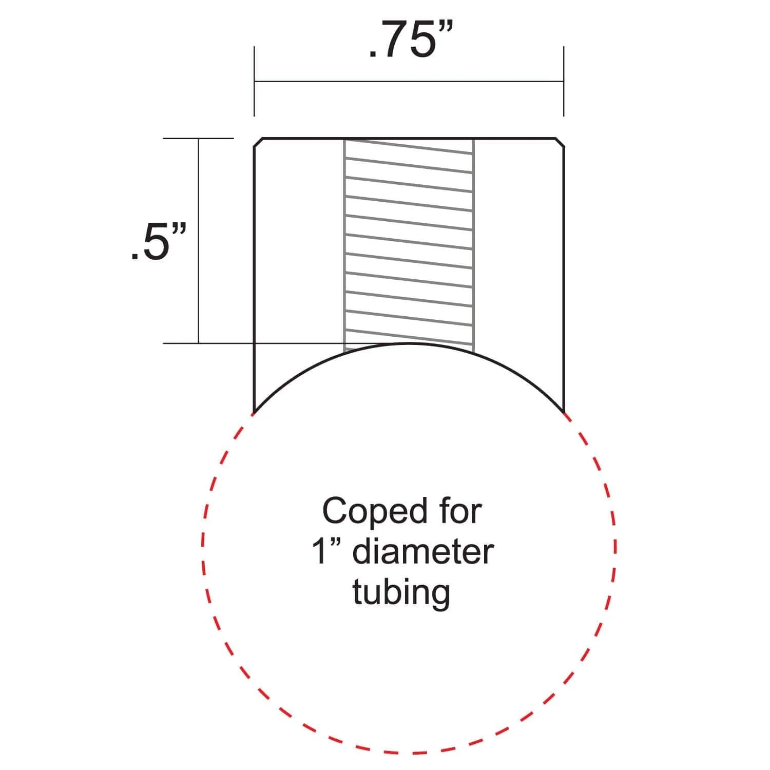 Coped Steel Bungs 1/2 inch long - 5/16-18 thread - 4 pack - Image 3