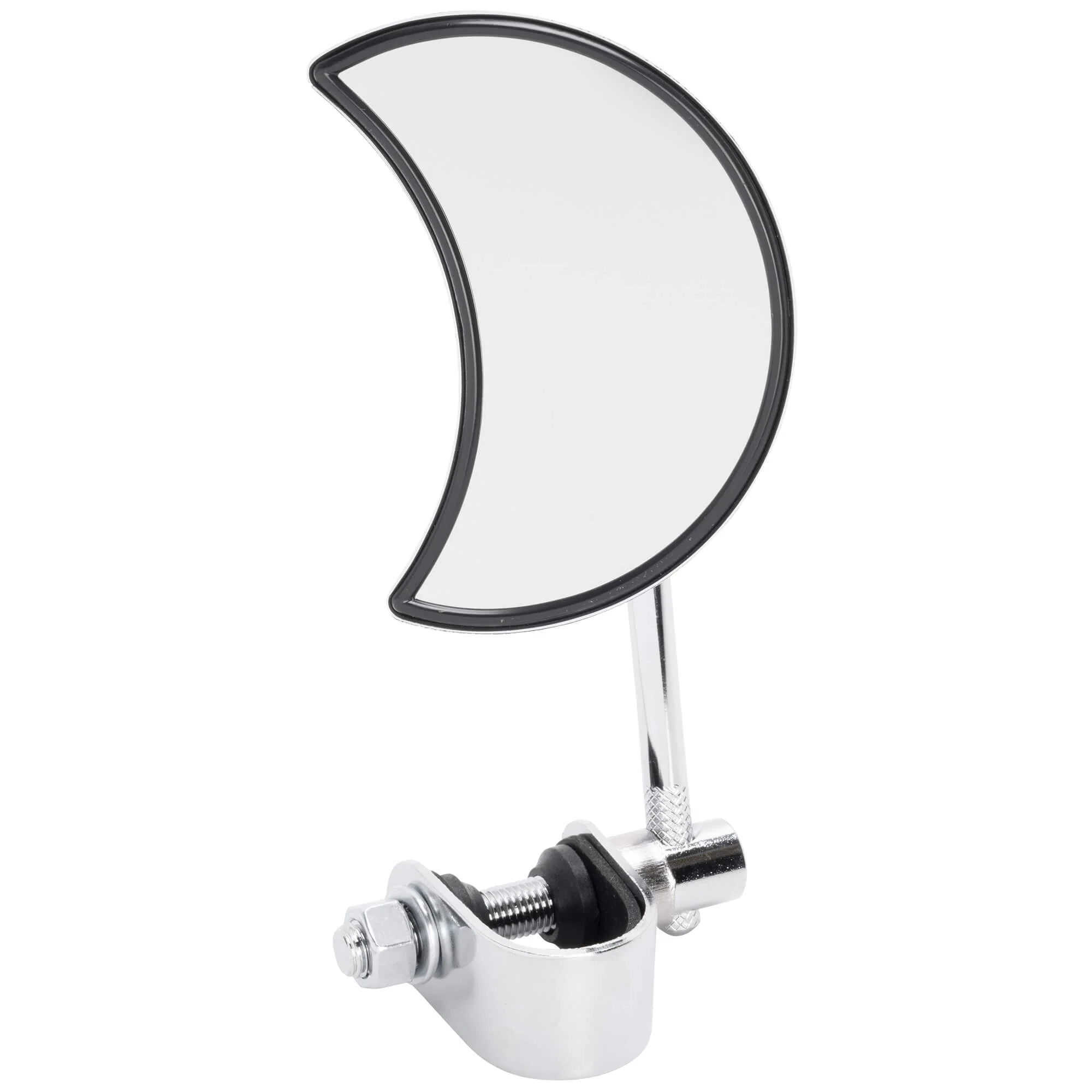 Crescent Moon Motorcycle Mirror - Clamp On - Chrome