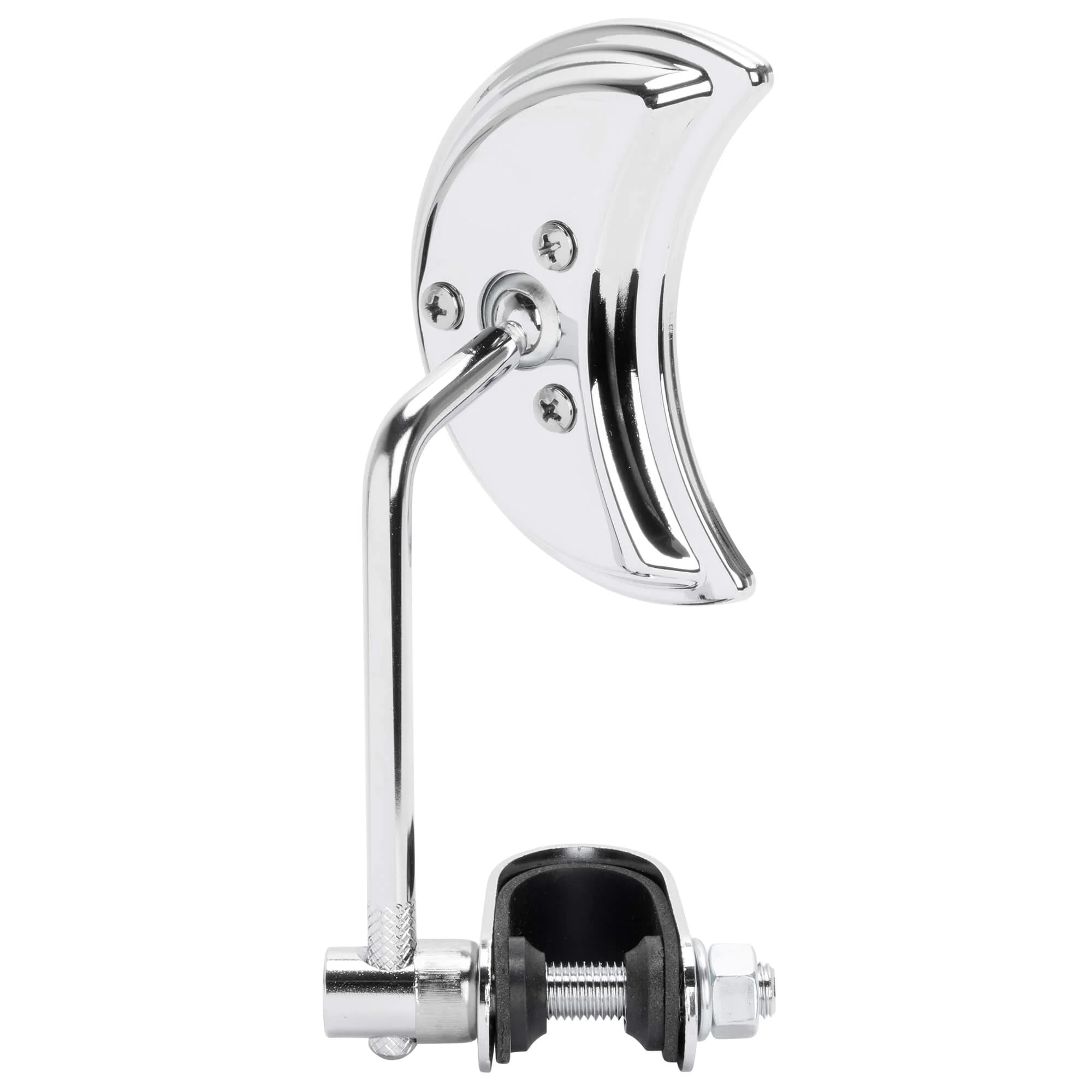 Crescent Moon Motorcycle Mirror - Clamp On - Chrome - Image 3