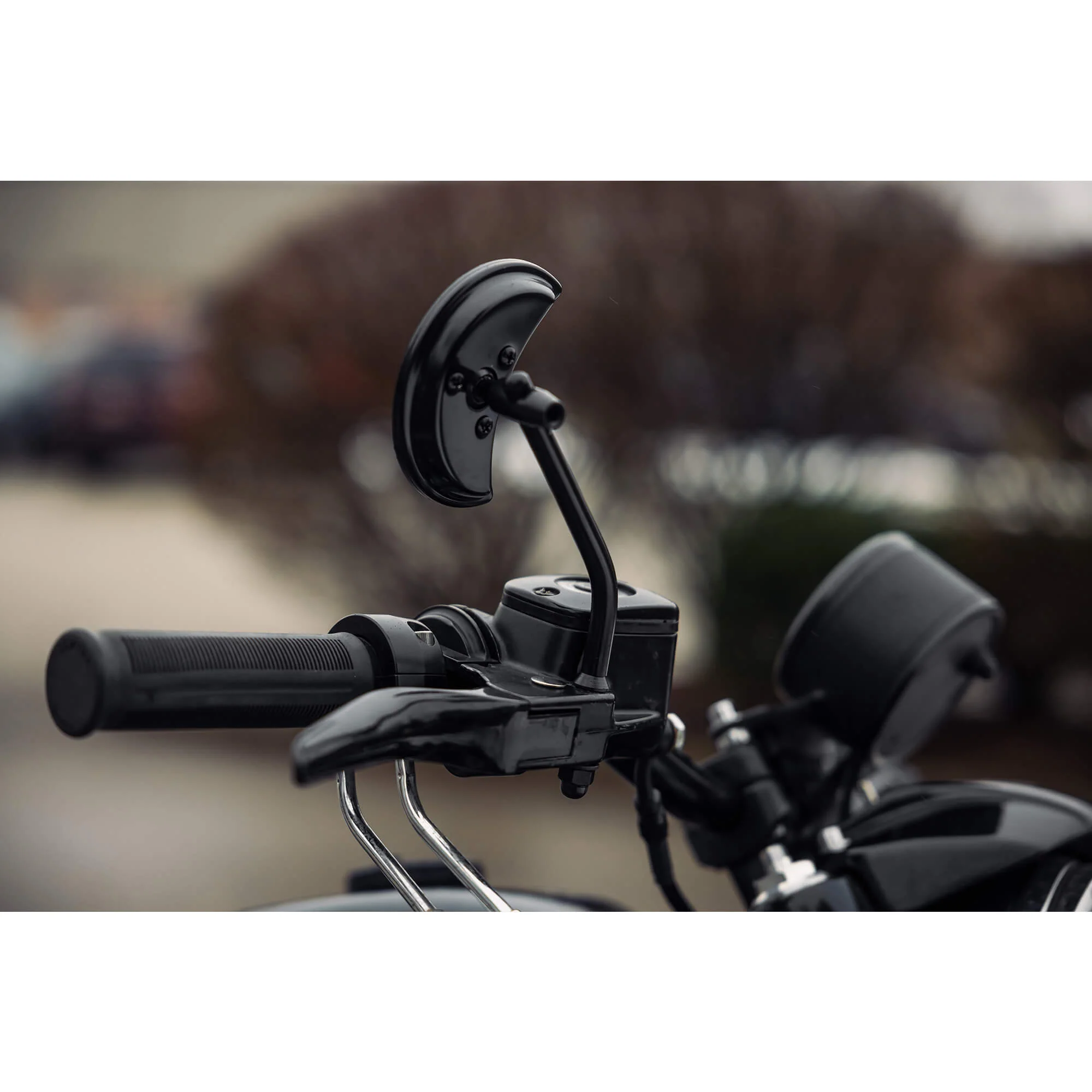 Crescent Moon Motorcycle Mirror - Perch Mount - Black - Image 11