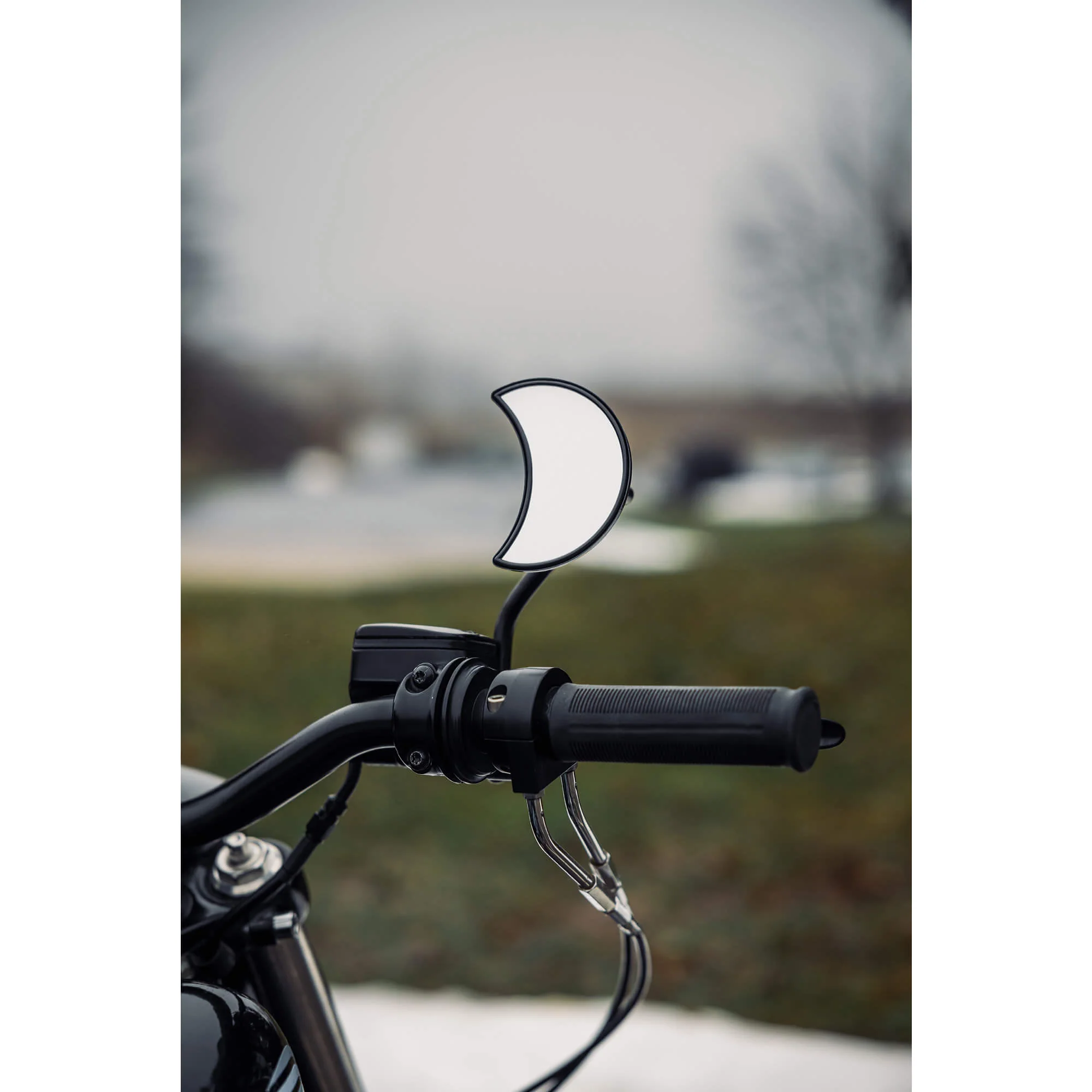 Crescent Moon Motorcycle Mirror - Perch Mount - Black - Image 13
