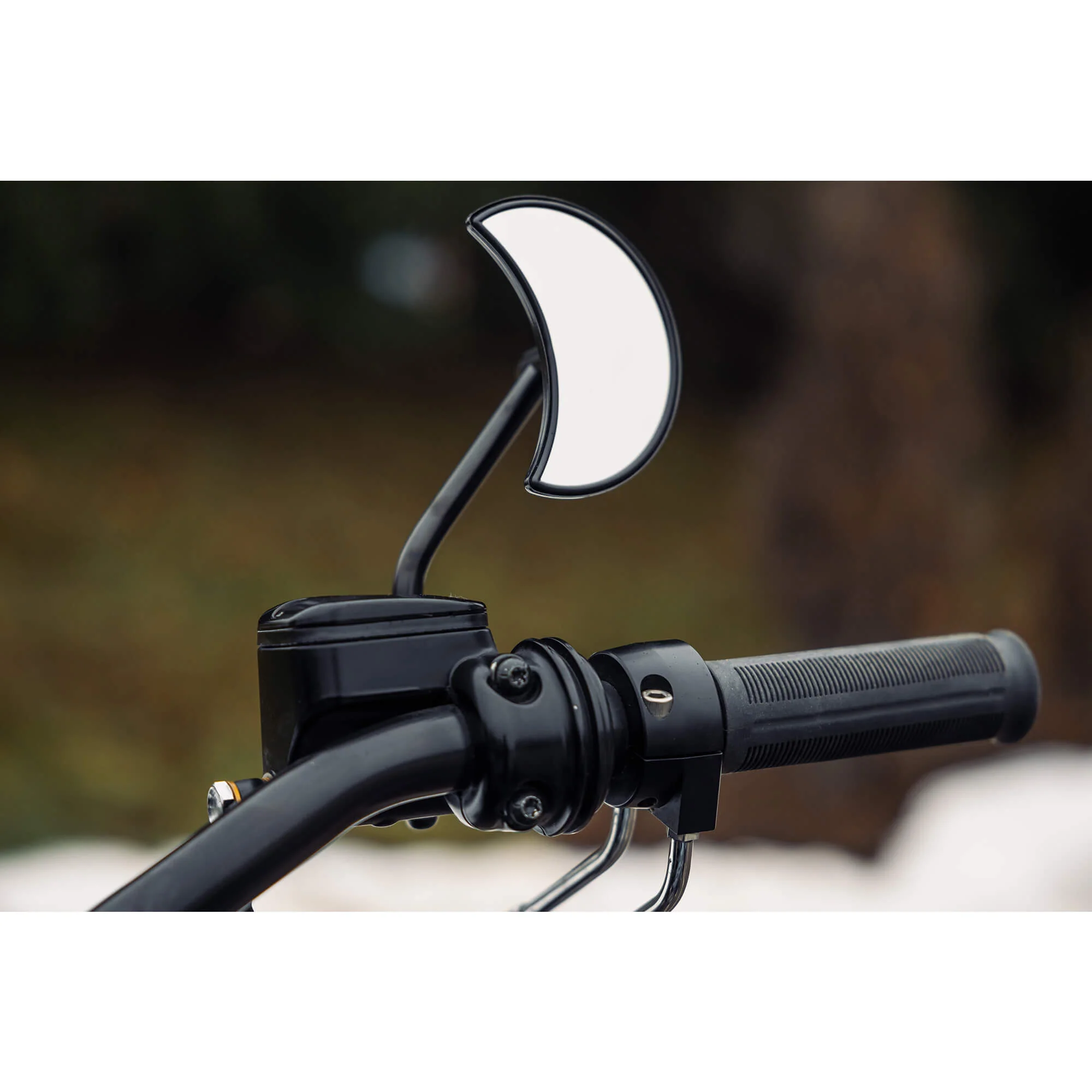 Crescent Moon Motorcycle Mirror - Perch Mount - Black - Image 14