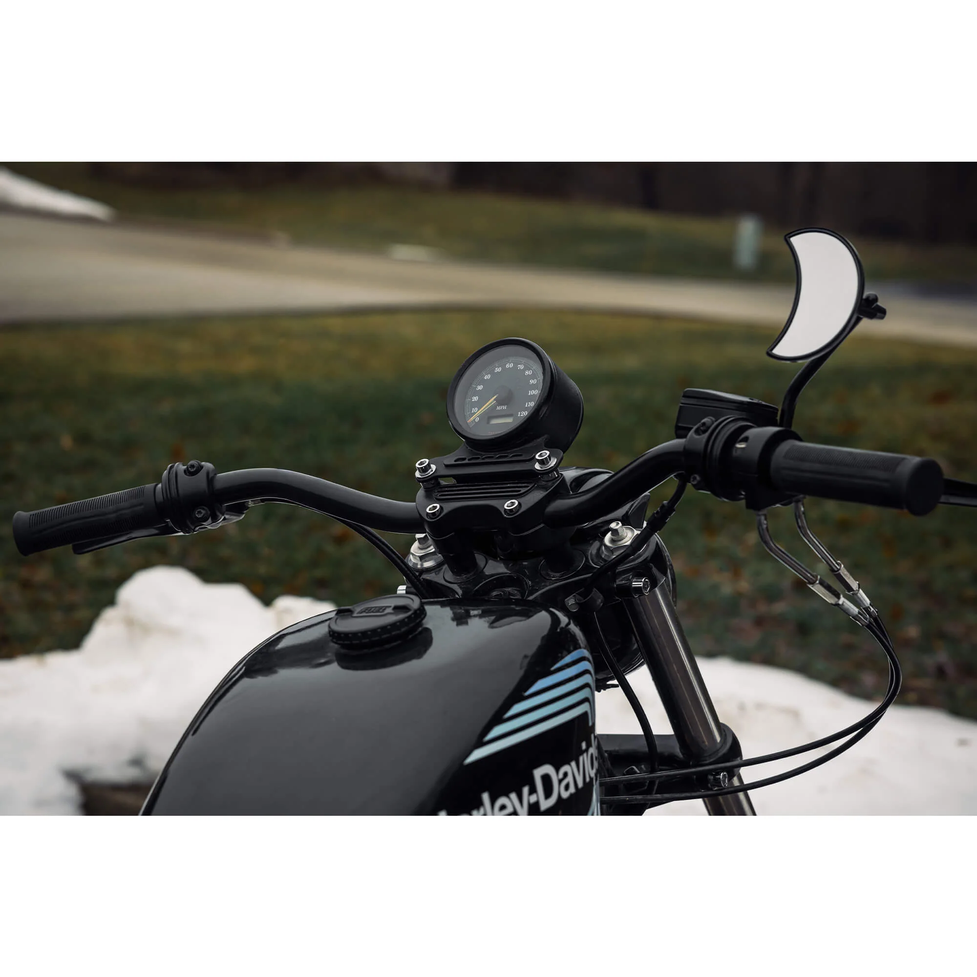 Crescent Moon Motorcycle Mirror - Perch Mount - Black - Image 15
