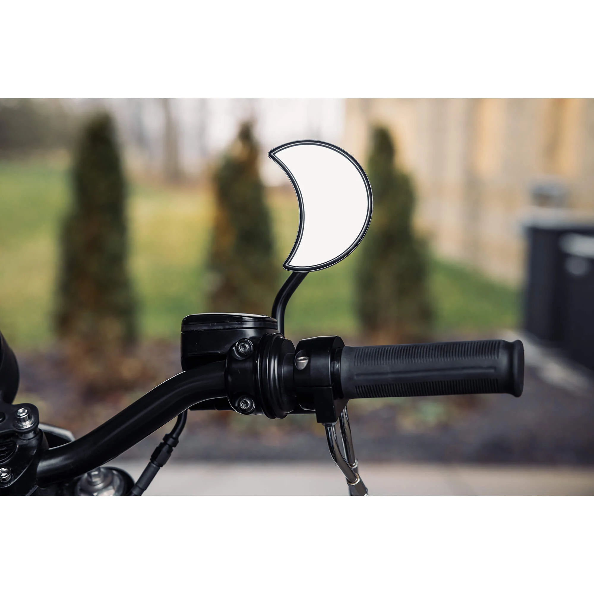 Crescent Moon Motorcycle Mirror - Perch Mount - Black - Image 7