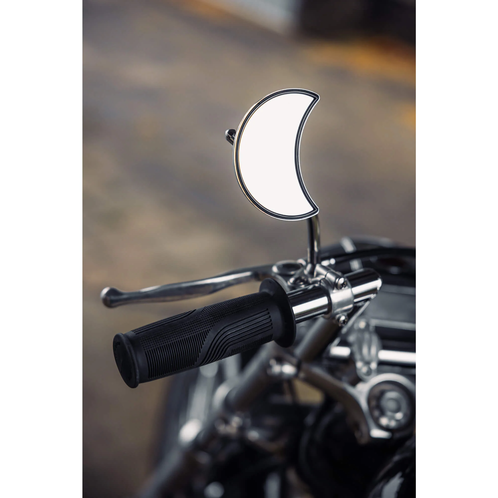 Crescent Moon Motorcycle Mirror - Perch Mount - Chrome - Image 10