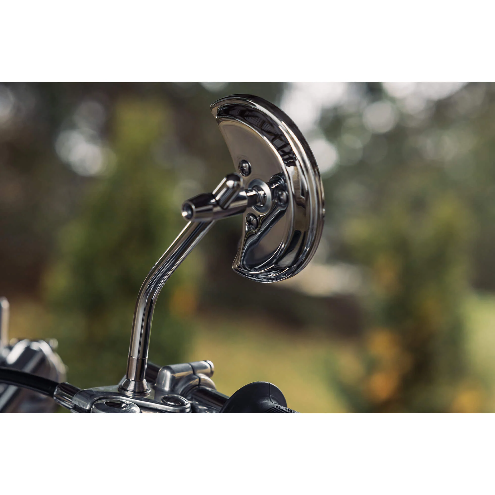 Crescent Moon Motorcycle Mirror - Perch Mount - Chrome - Image 11