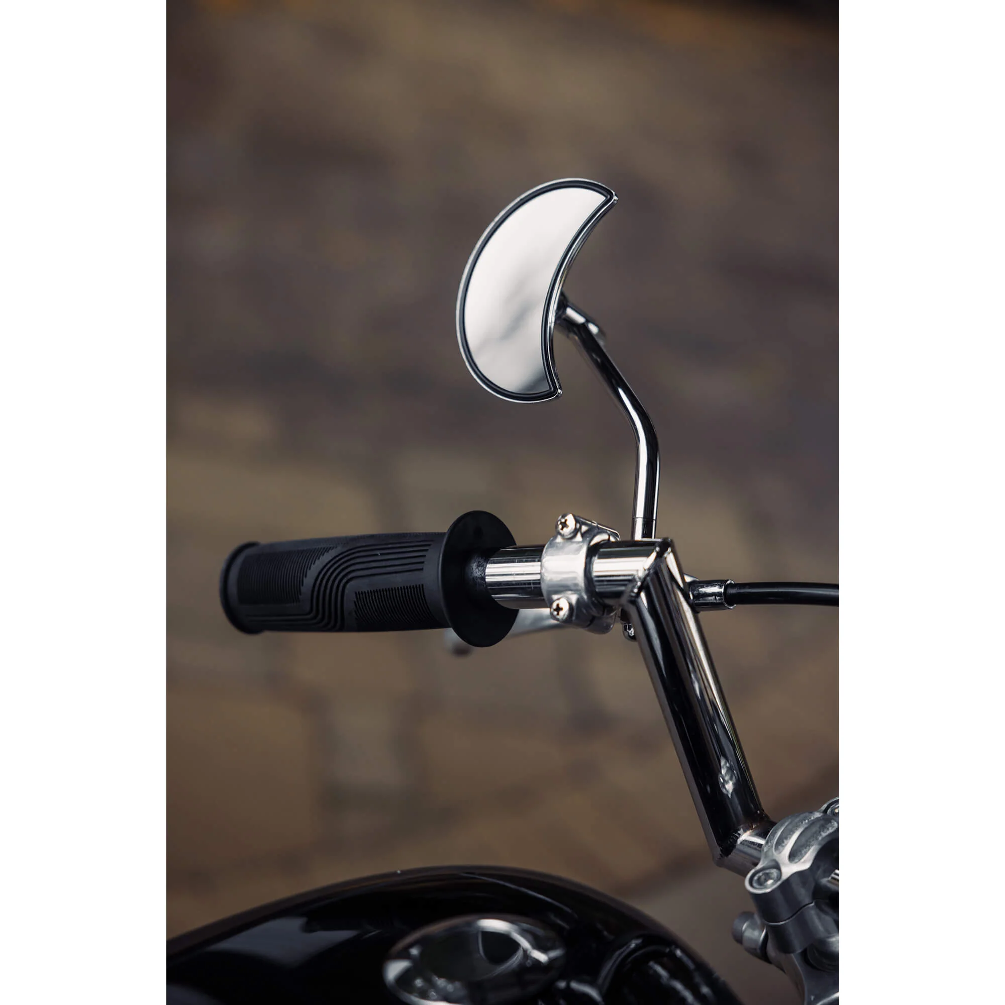 Crescent Moon Motorcycle Mirror - Perch Mount - Chrome - Image 12