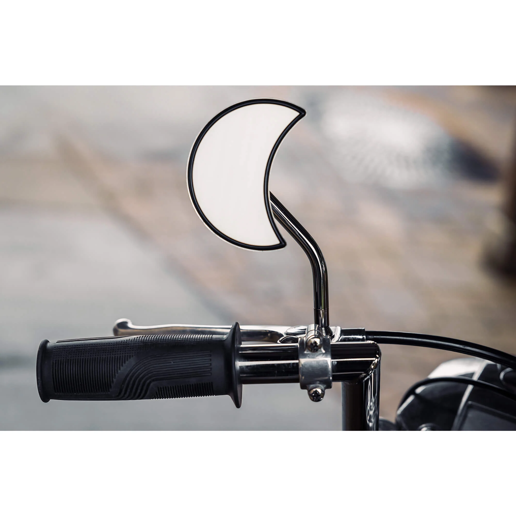 Crescent Moon Motorcycle Mirror - Perch Mount - Chrome - Image 13