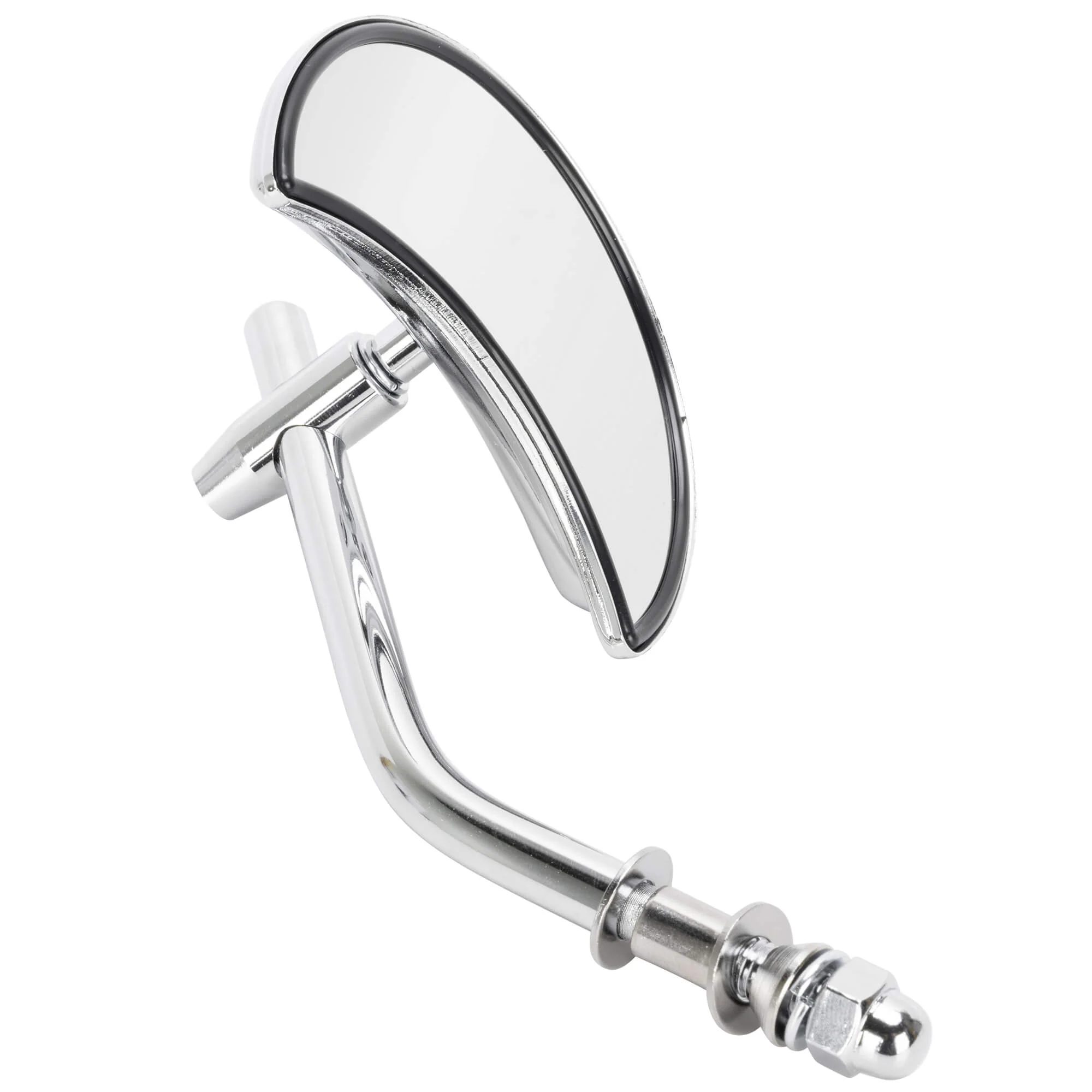 Crescent Moon Motorcycle Mirror - Perch Mount - Chrome - Image 2