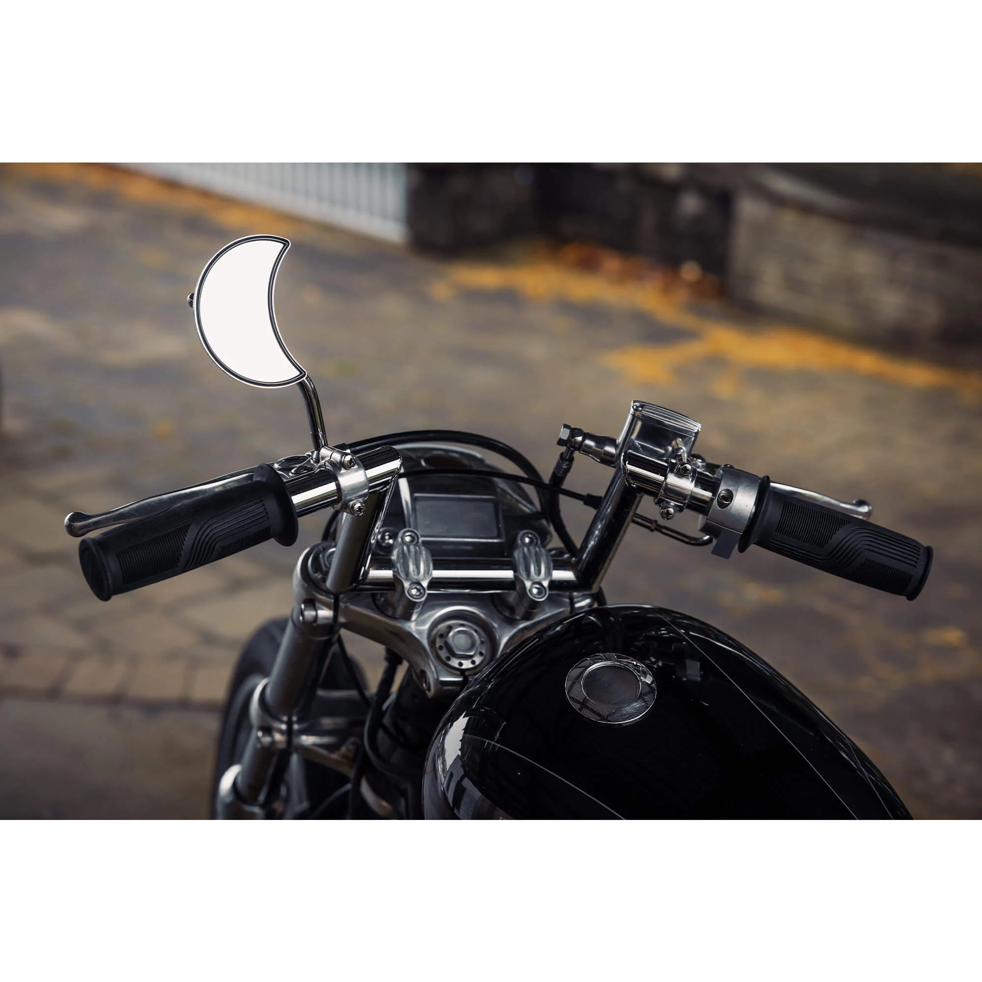 Crescent Moon Motorcycle Mirror - Perch Mount - Chrome - Image 6