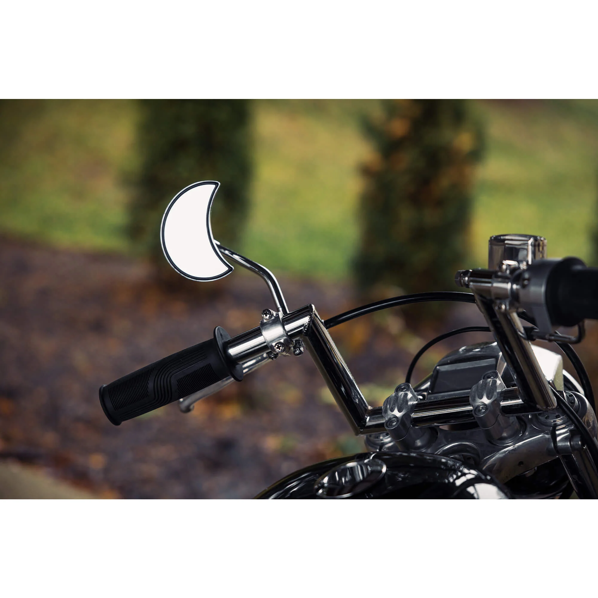Crescent Moon Motorcycle Mirror - Perch Mount - Chrome - Image 7