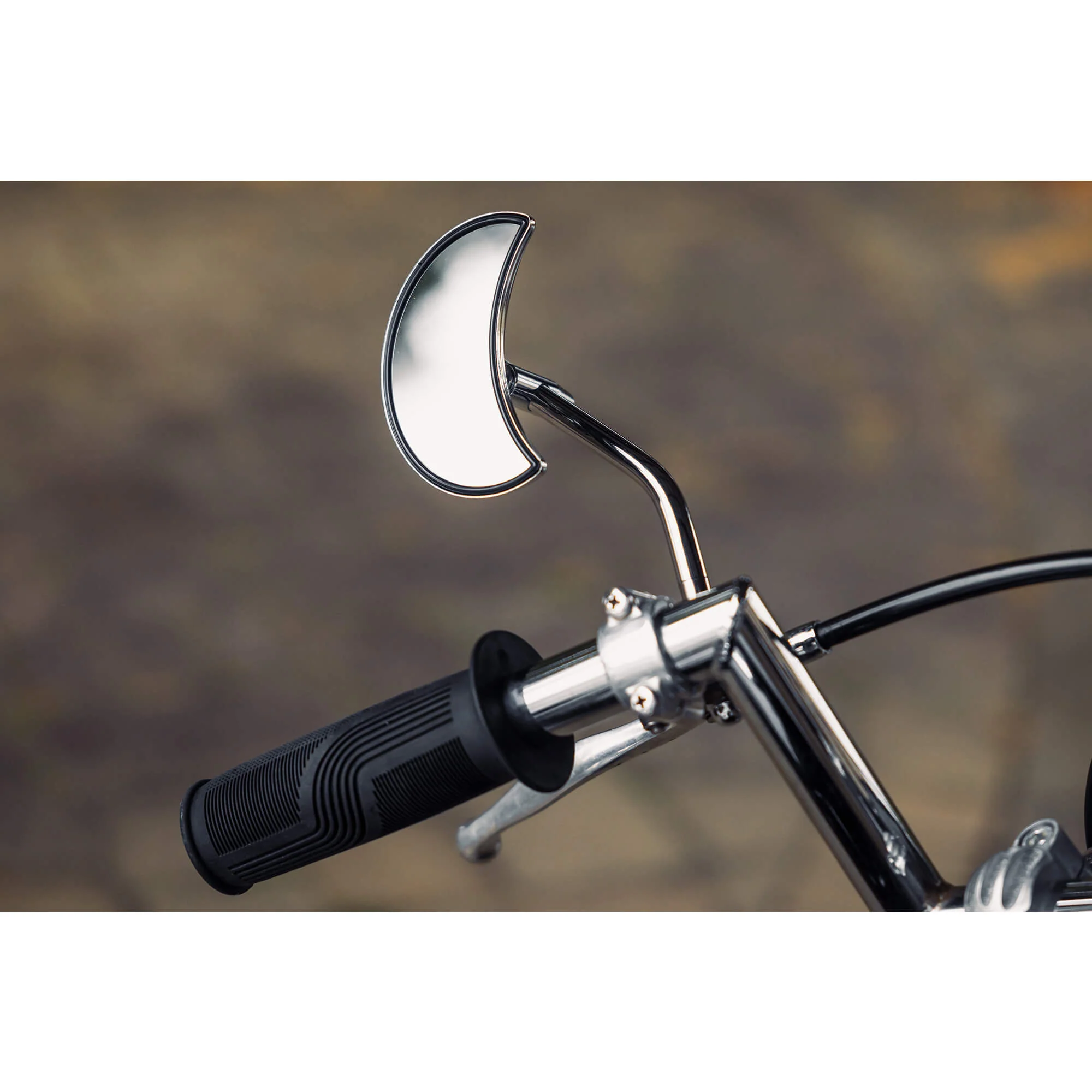 Crescent Moon Motorcycle Mirror - Perch Mount - Chrome - Image 9