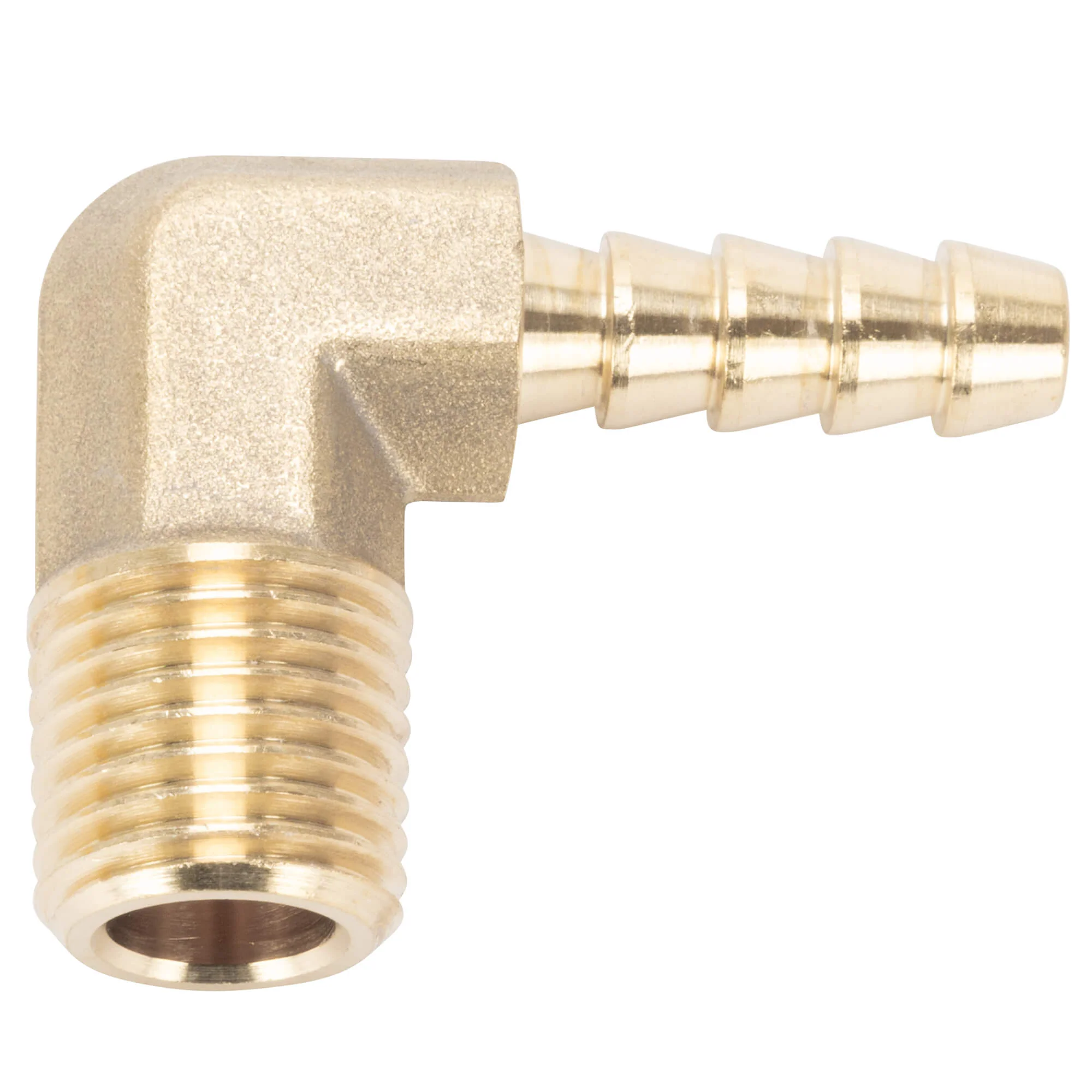 1/4 inch Hose Barb 90 Elbow x 1/4 inch NPT - Brass