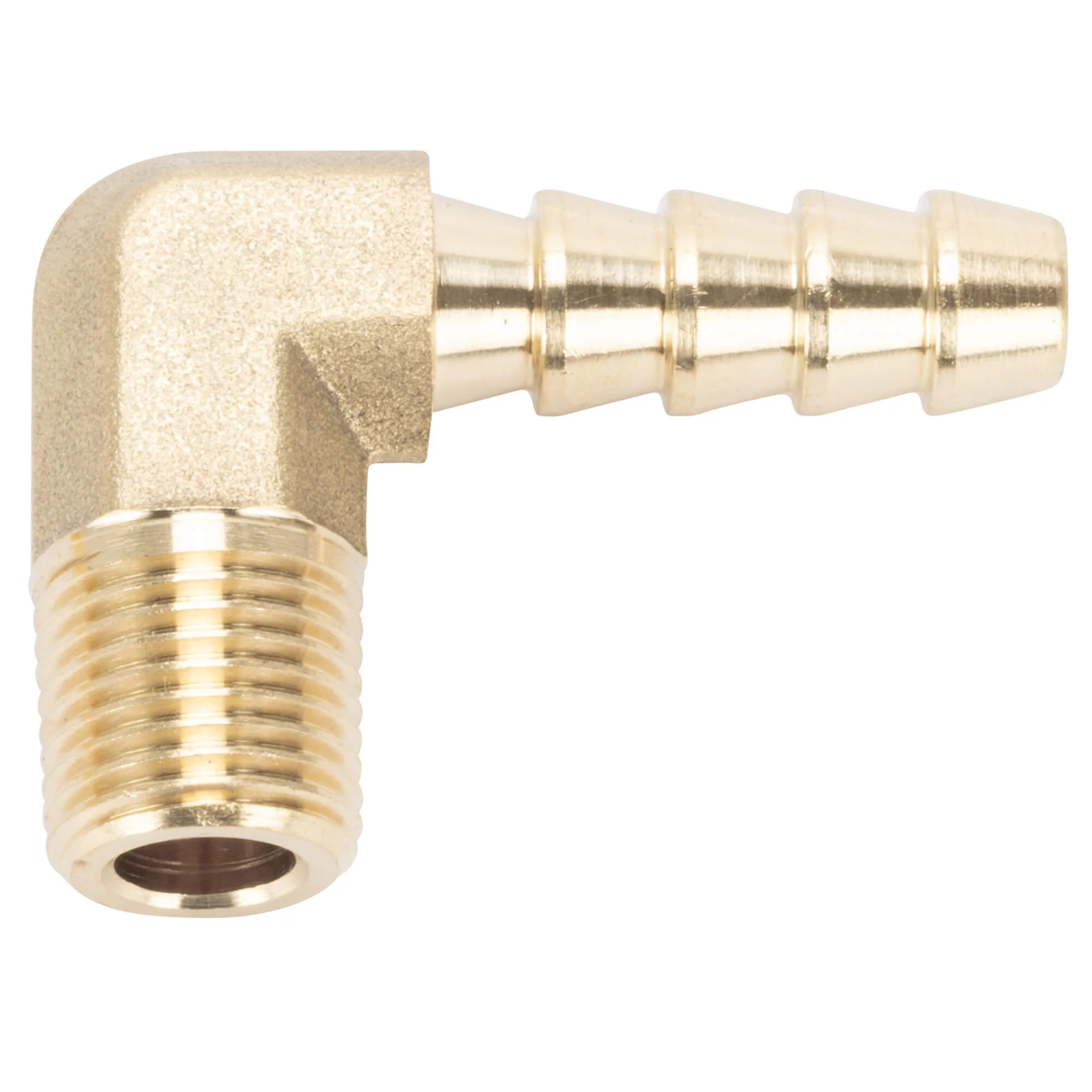 1/4 inch Hose Barb 90 Elbow x 1/8 inch NPT - Brass