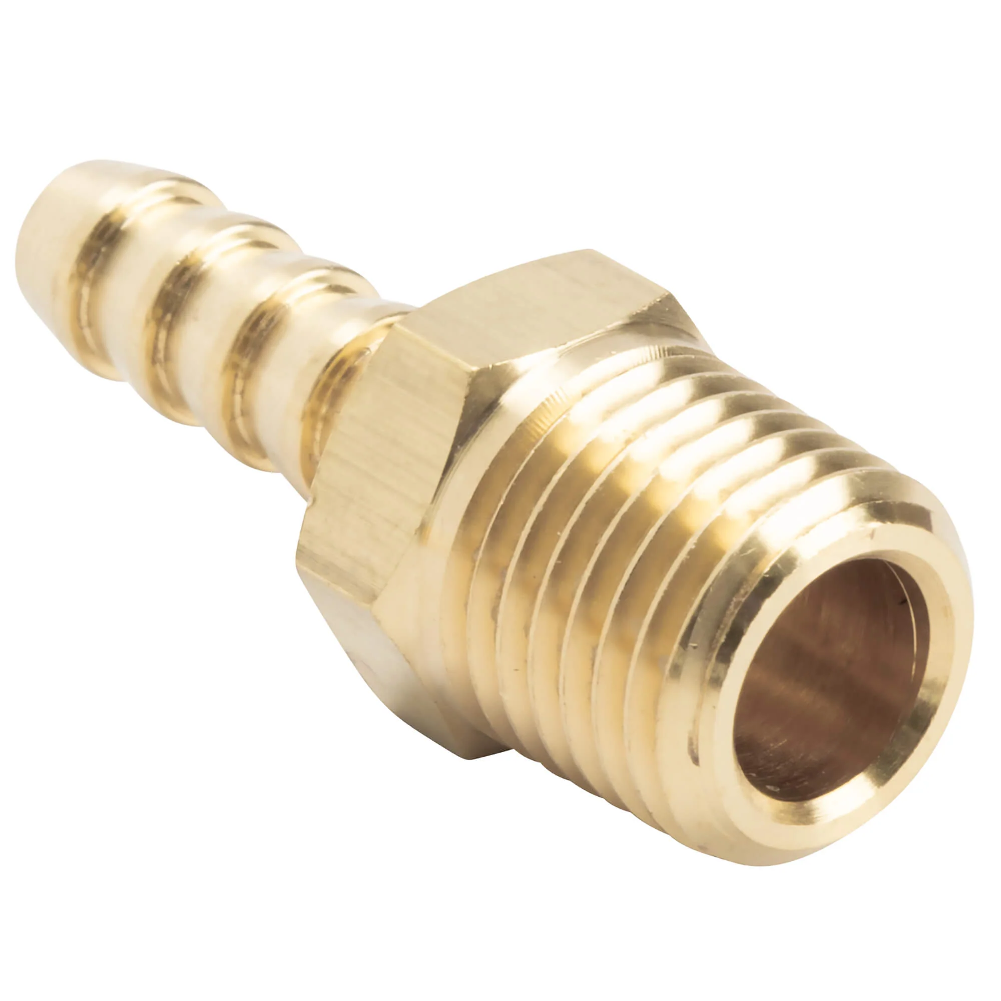 1/4 inch Hose Barb x 1/4 inch NPT - Brass - Image 2