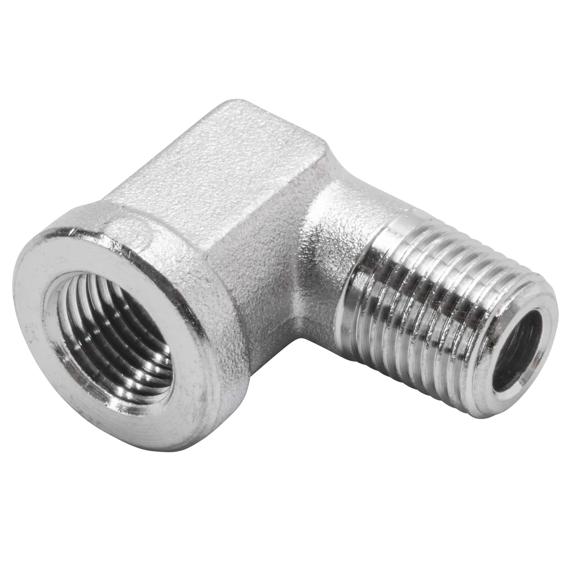 1/8 inch Hose Barb 90 Elbow x 1/8 inch NPT - Chrome - Image 2