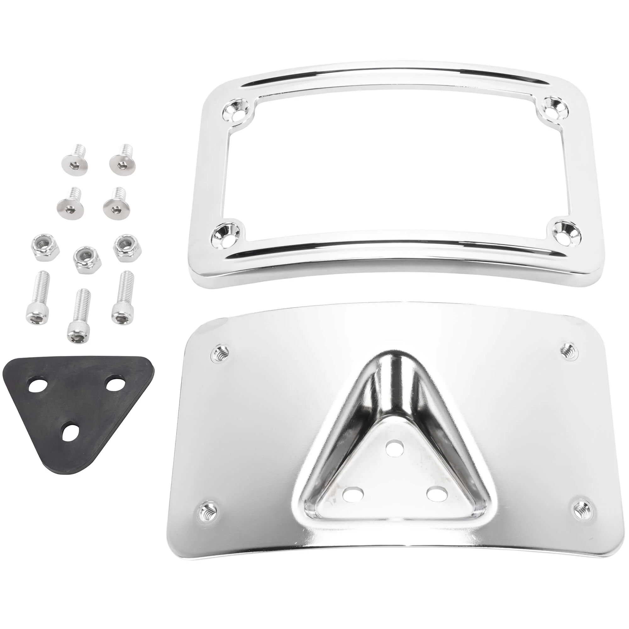 2 Piece Curved License Plate Bracket - Chrome - Image 2