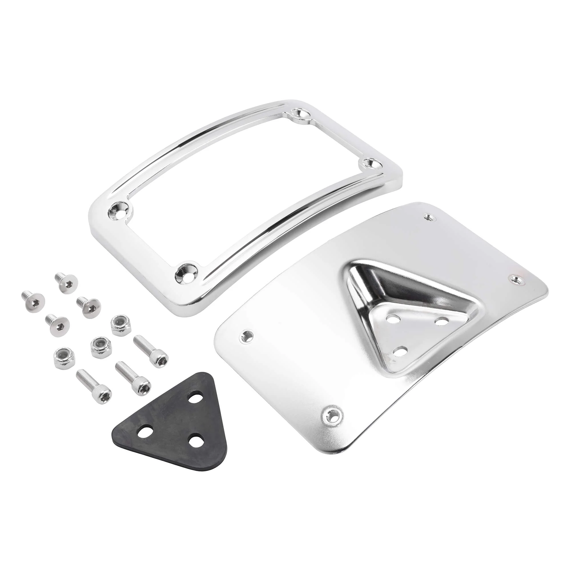 2 Piece Curved License Plate Bracket - Chrome - Image 3