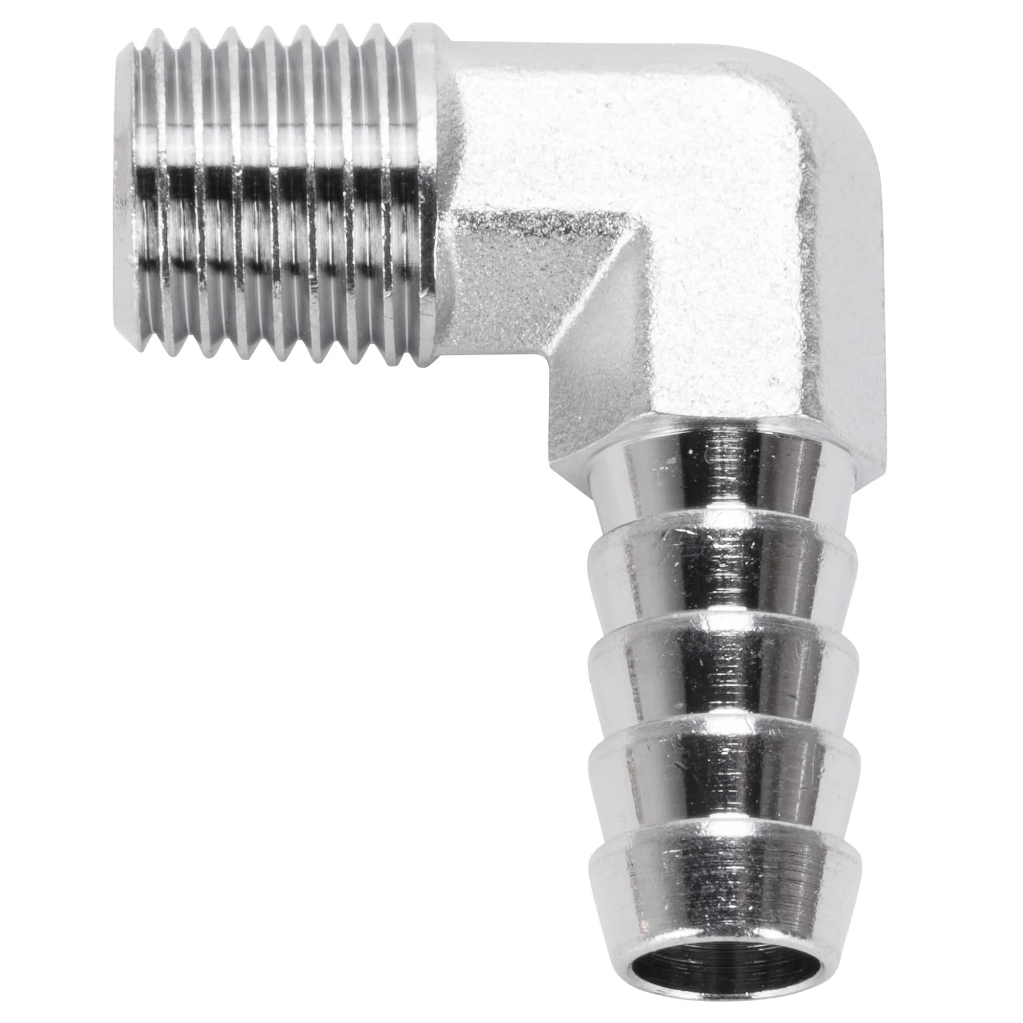 3/8 inch Hose Barb 90 Elbow x 1/4 inch NPT - Chrome - Image 3