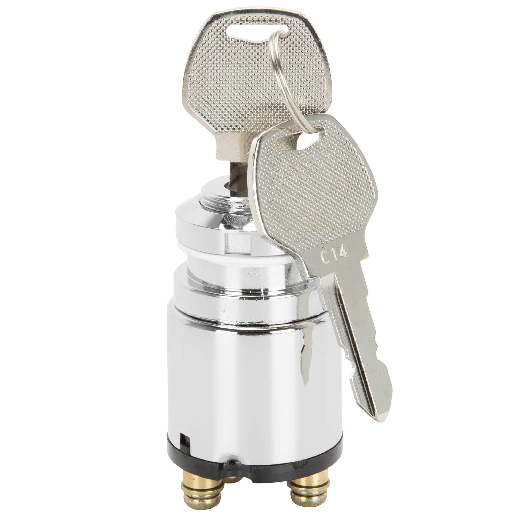 3 position Ignition Key Switch Replaces Harley-Davidson OEM #71425-77 - Chrome Body / Chrome Bezel - Image 2
