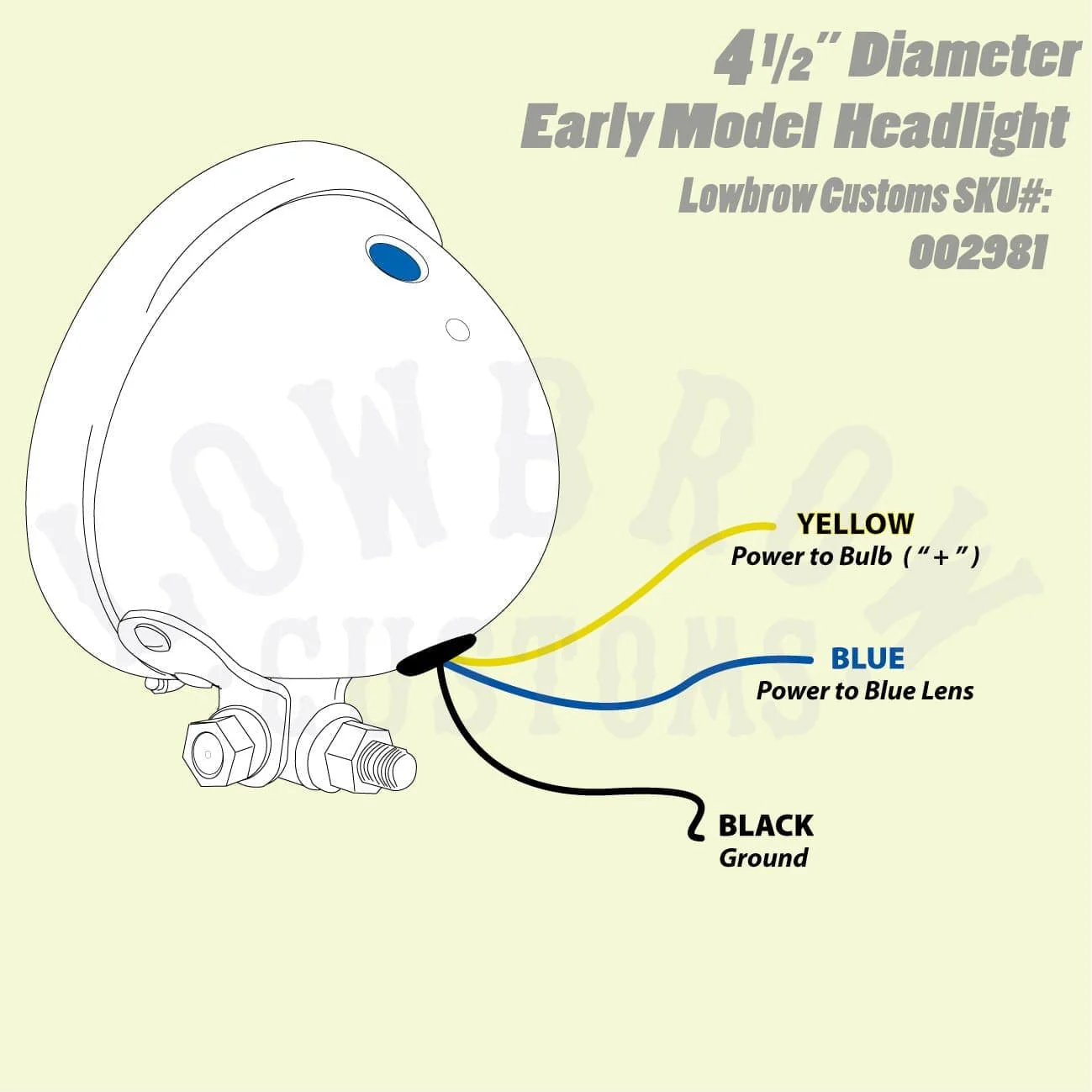 4-1/2 inch diameter Black Early Model Headlight - Image 4