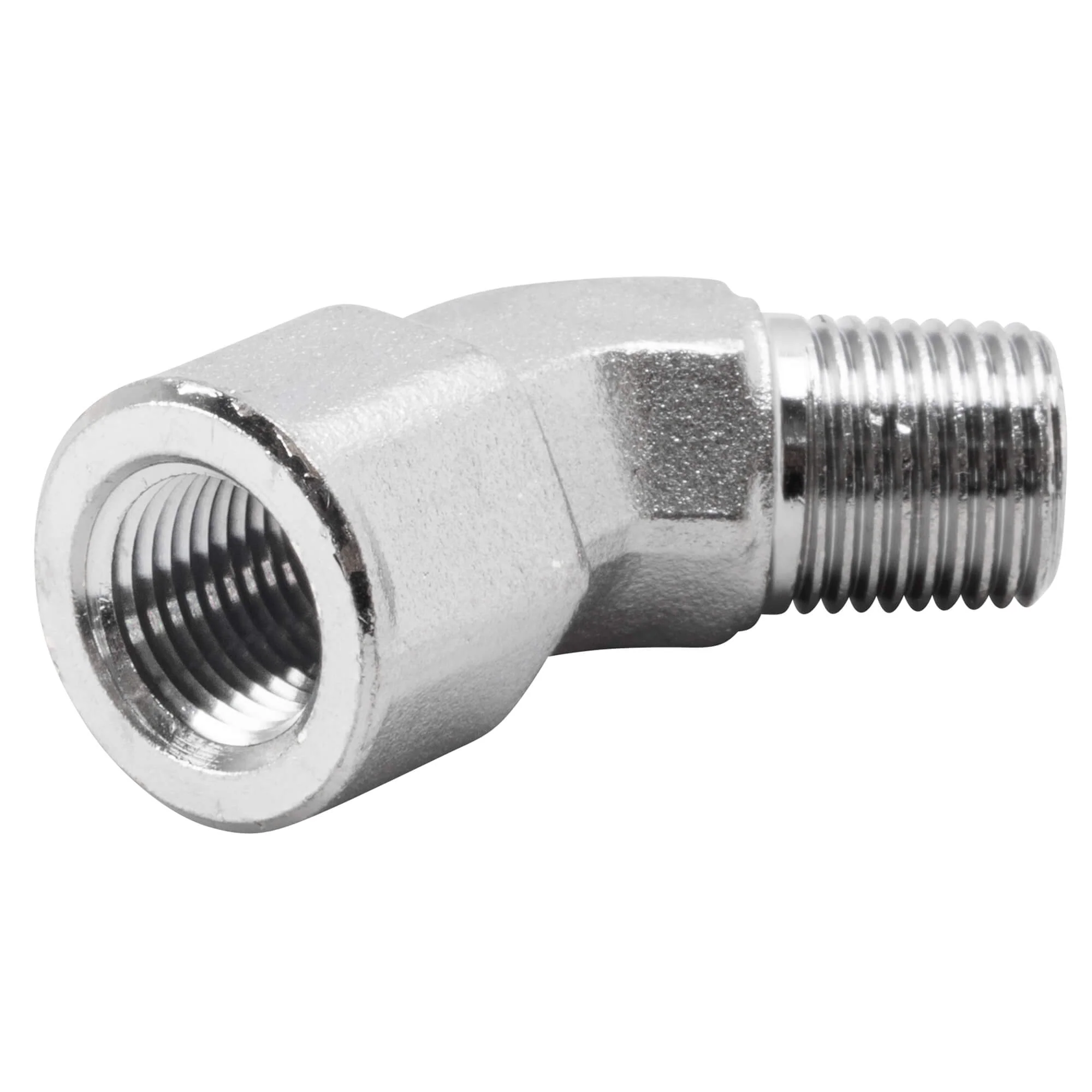 45 Degree Elbow 1/8 inch NPT Male To Female - Chrome - Image 2