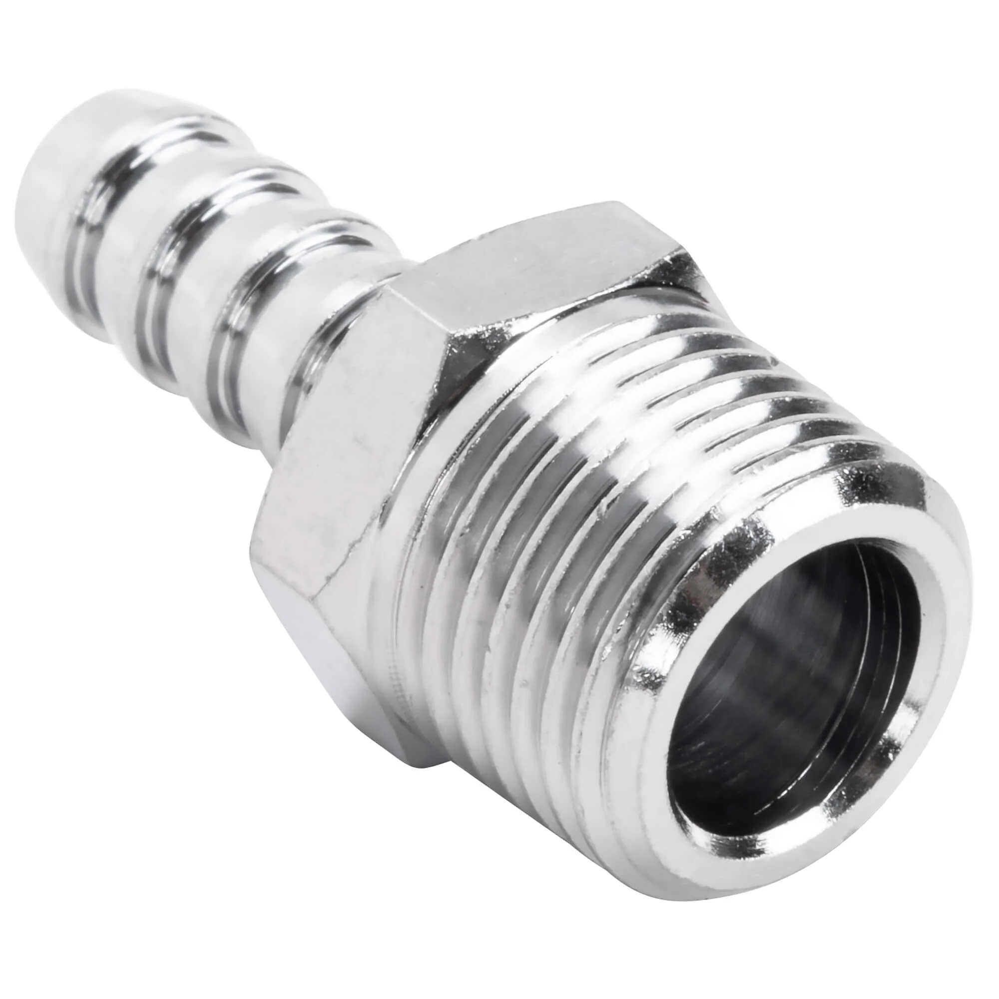 5/16 inch Hose Barb x 3/8 inch NPT - Chrome - Image 2