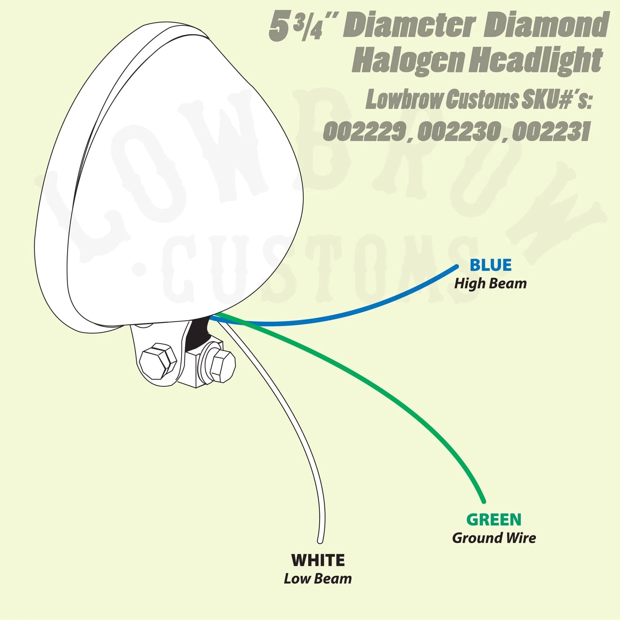 5-3/4 inch diameter Diamond Black Halogen Headlight - Clear Lens - Image 5