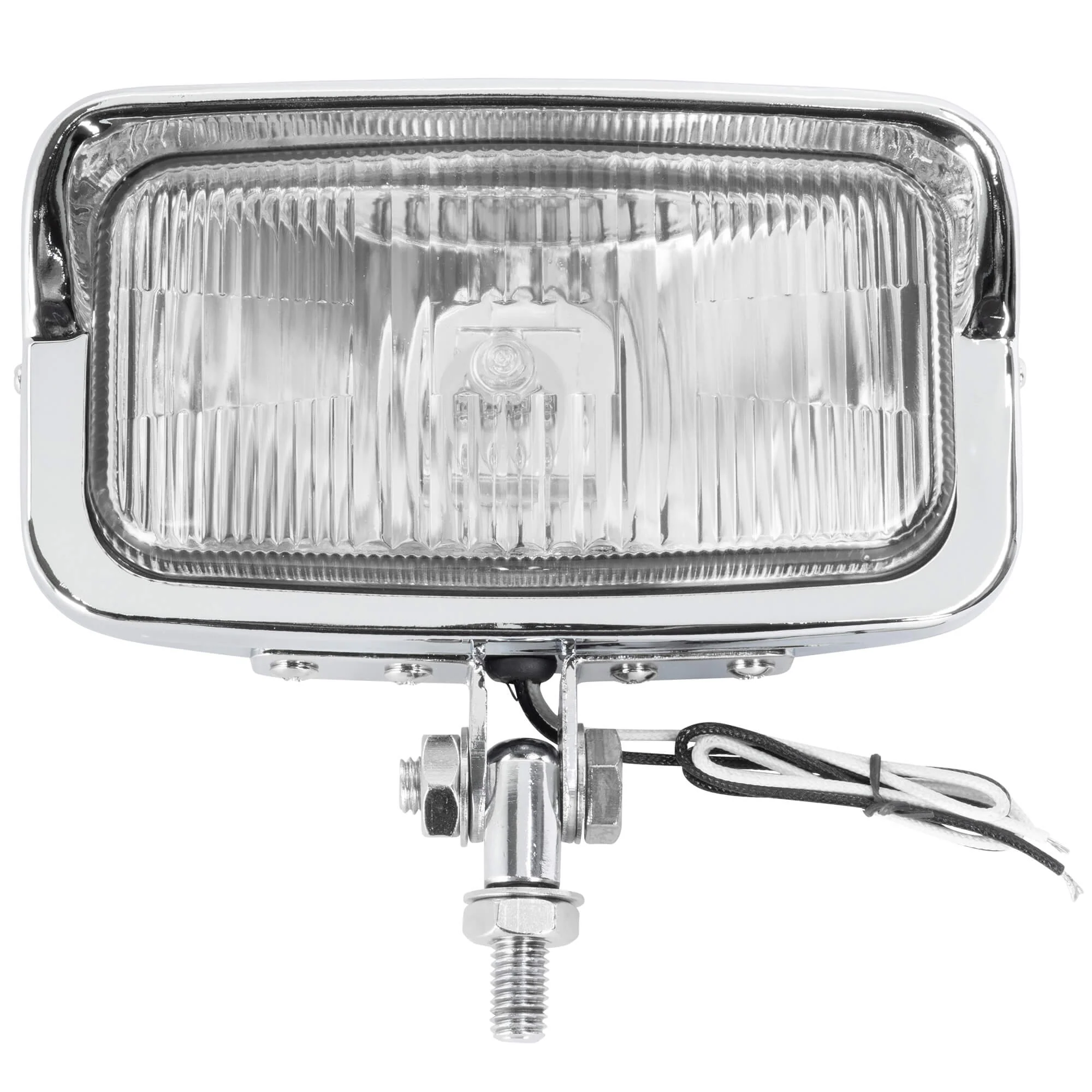 Bates Style Rectangular Motorcycle Headlight - Clear Lens - Chrome - Image 2