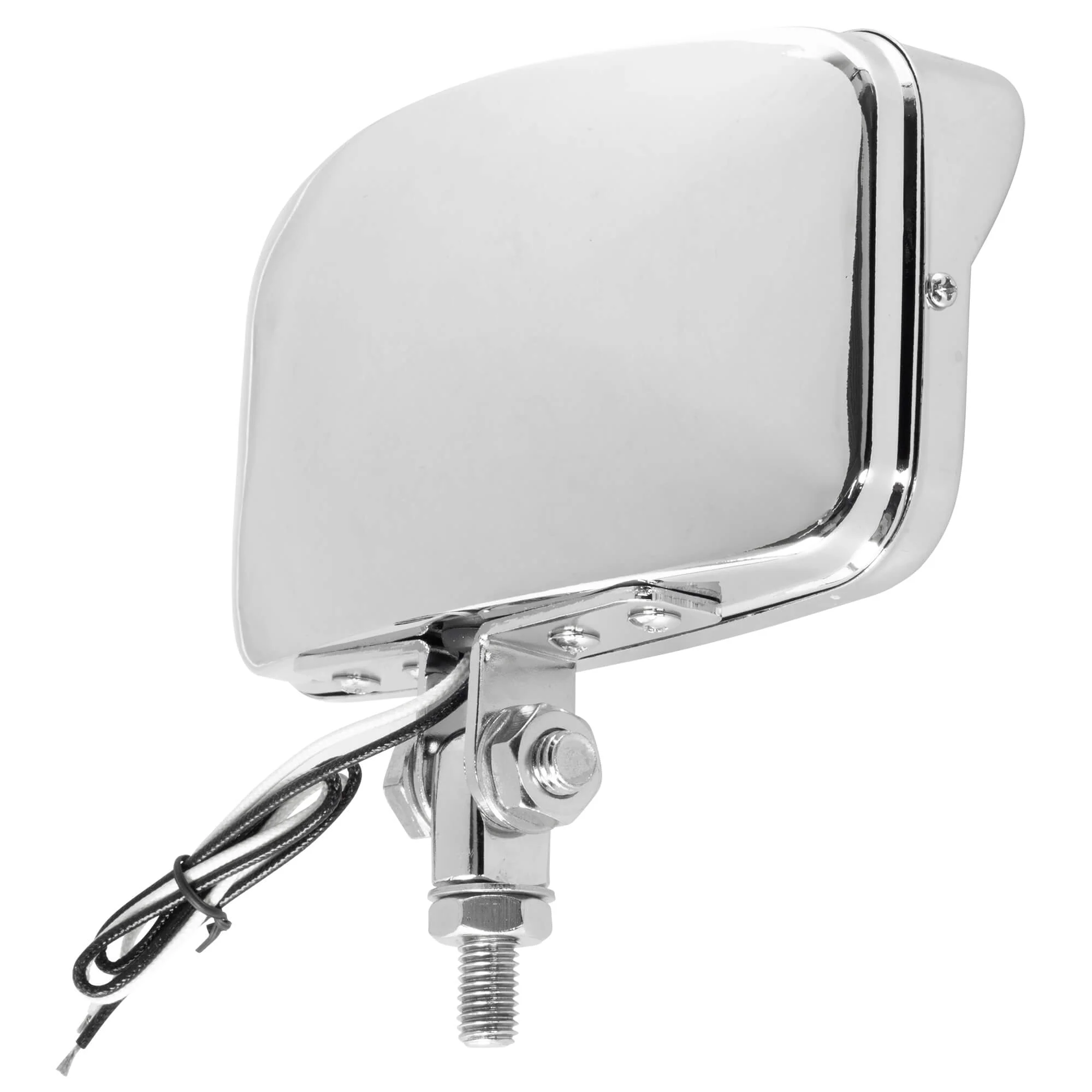 Bates Style Rectangular Motorcycle Headlight - Clear Lens - Chrome - Image 3
