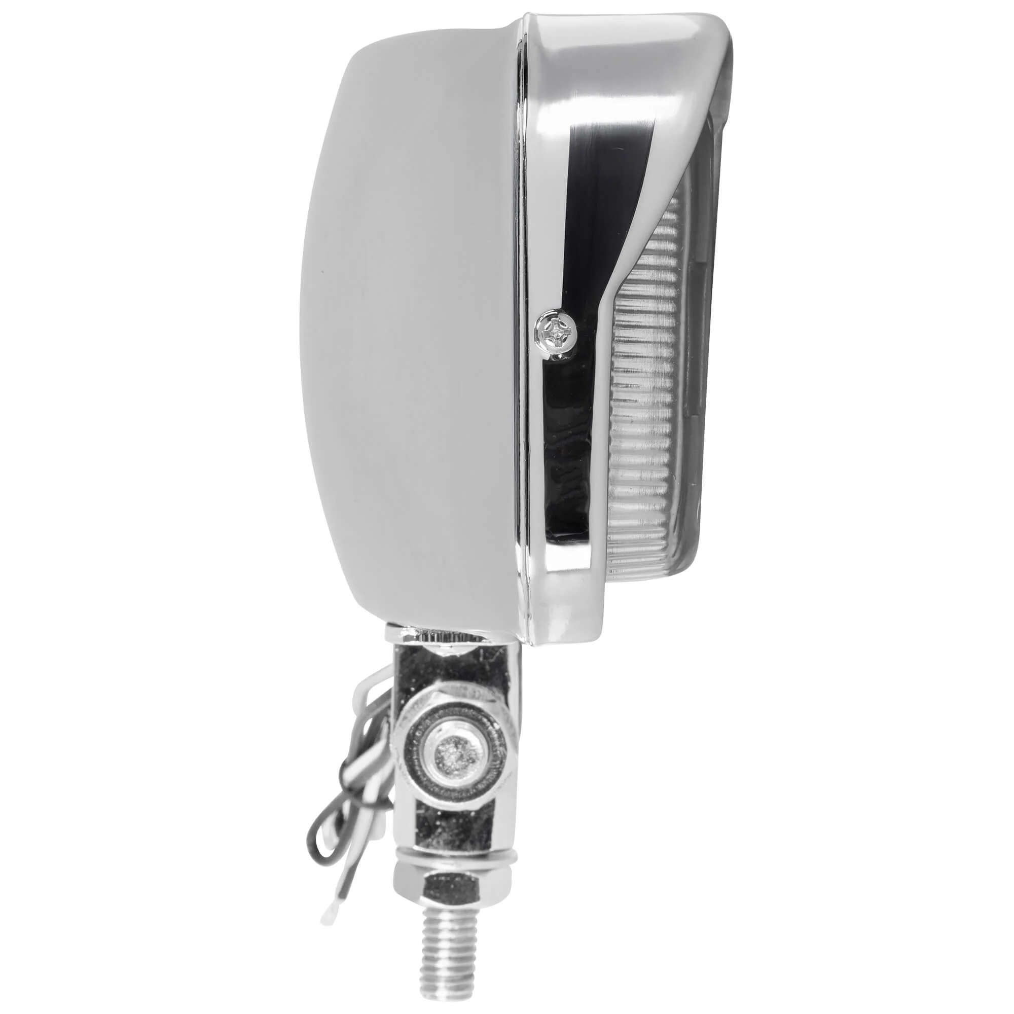 Bates Style Rectangular Motorcycle Headlight - Clear Lens - Chrome - Image 4