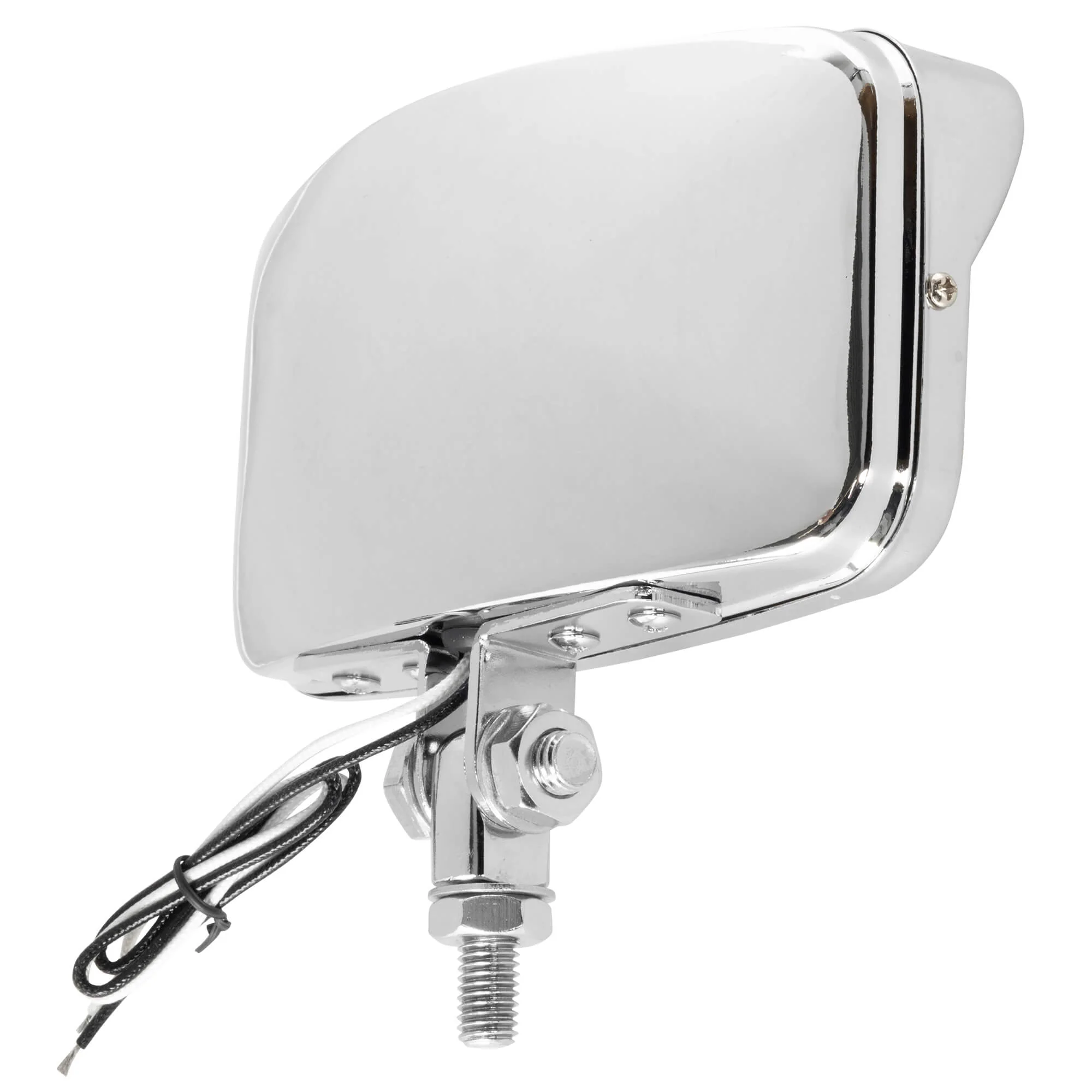 Bates Style Rectangular Motorcycle Headlight - Yellow Lens - Chrome - Image 3