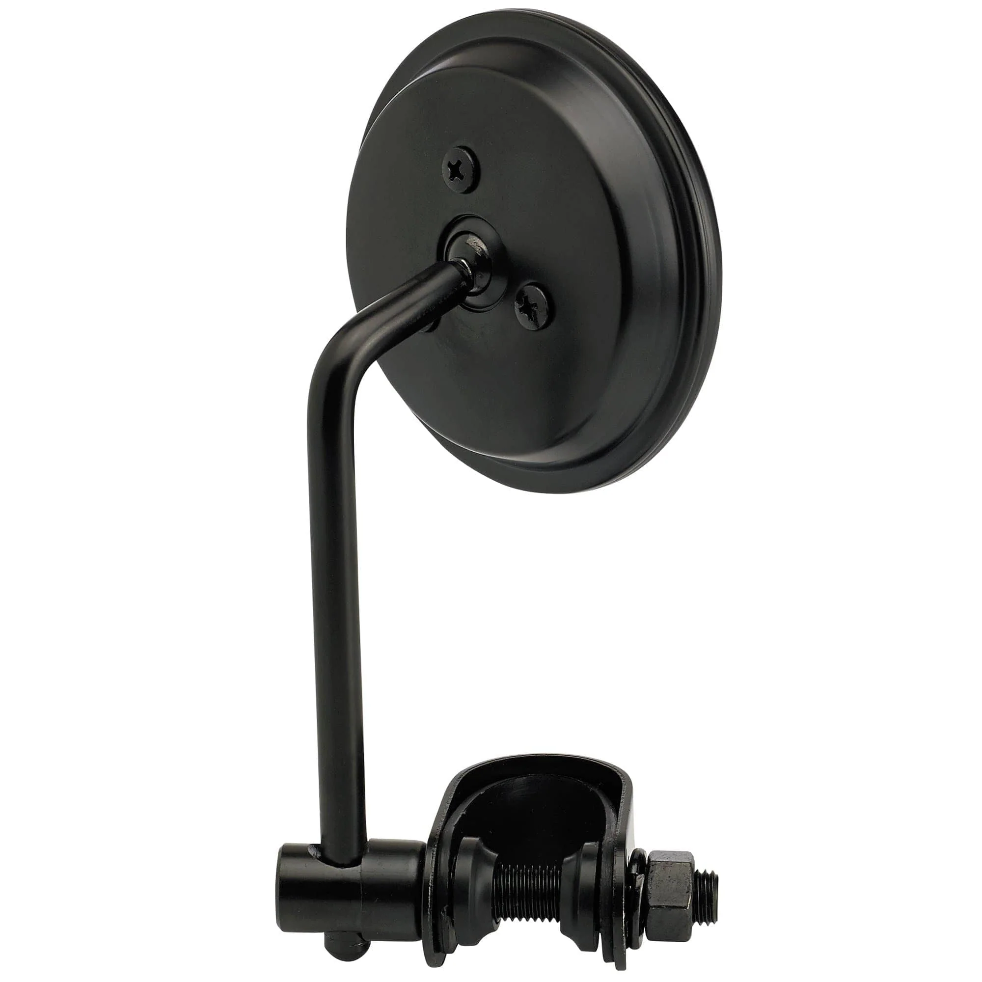 Round Motorcycle Mirror - Clamp On - Black with Retro Blue Glass - Image 3