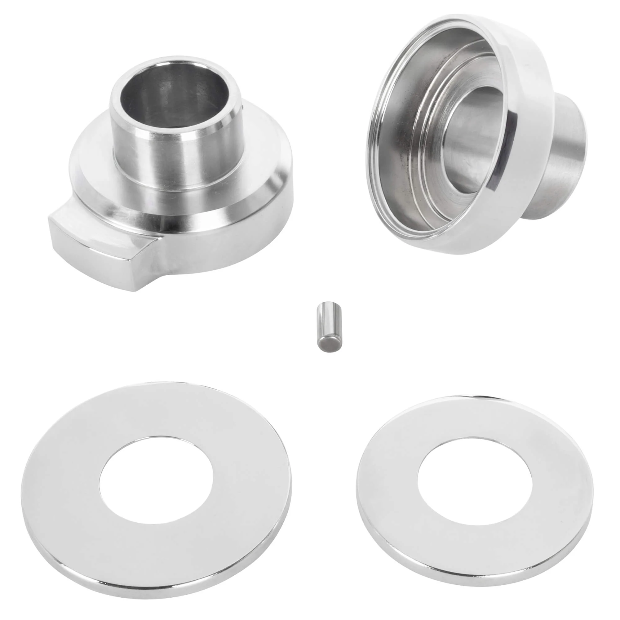 Chrome Fork Neck Cup Kit with Fork Stops for 1949-1987 Harley-Davidson Big Twins