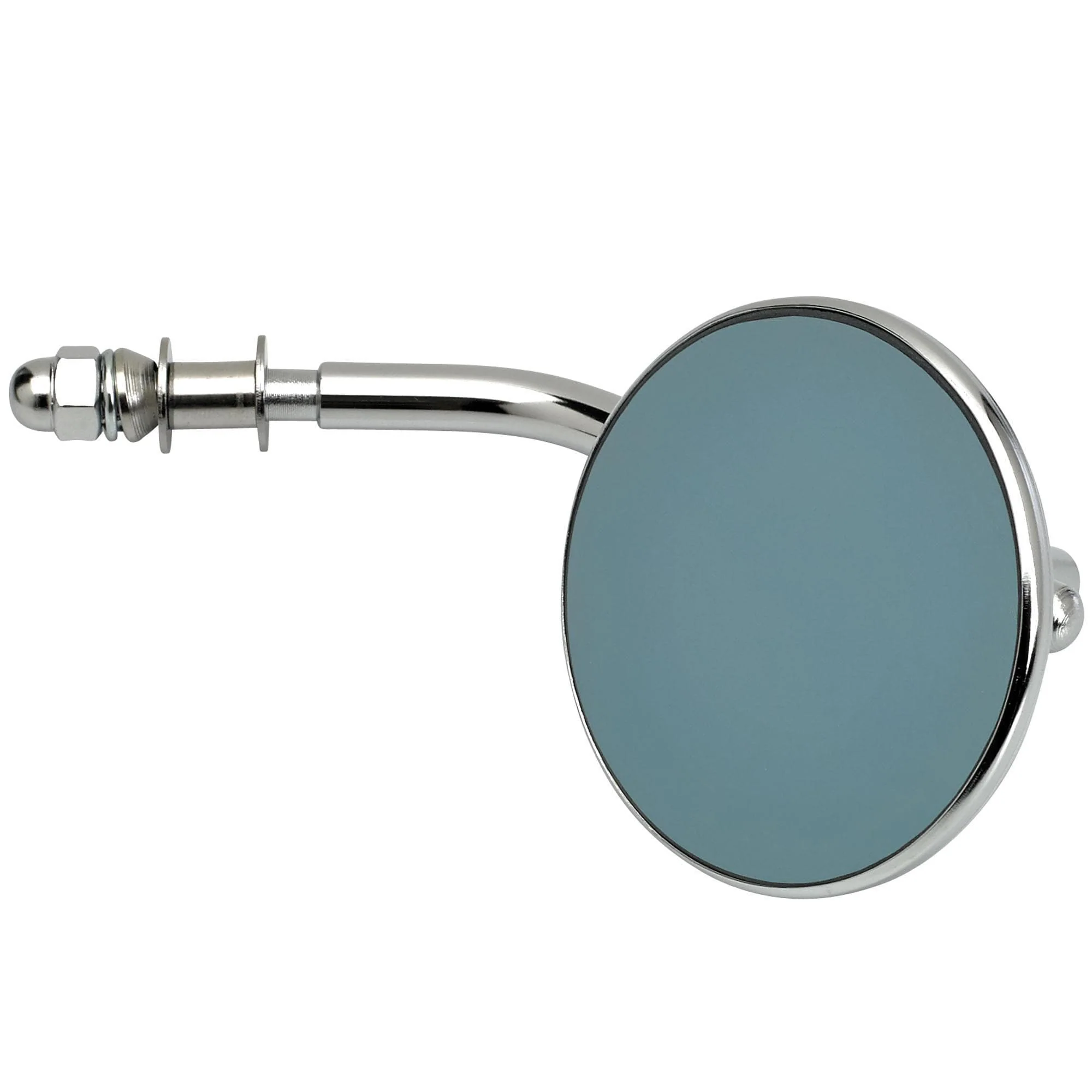 Round Motorcycle Mirror - Perch Mount - Chrome with Retro Blue Glass - Image 2