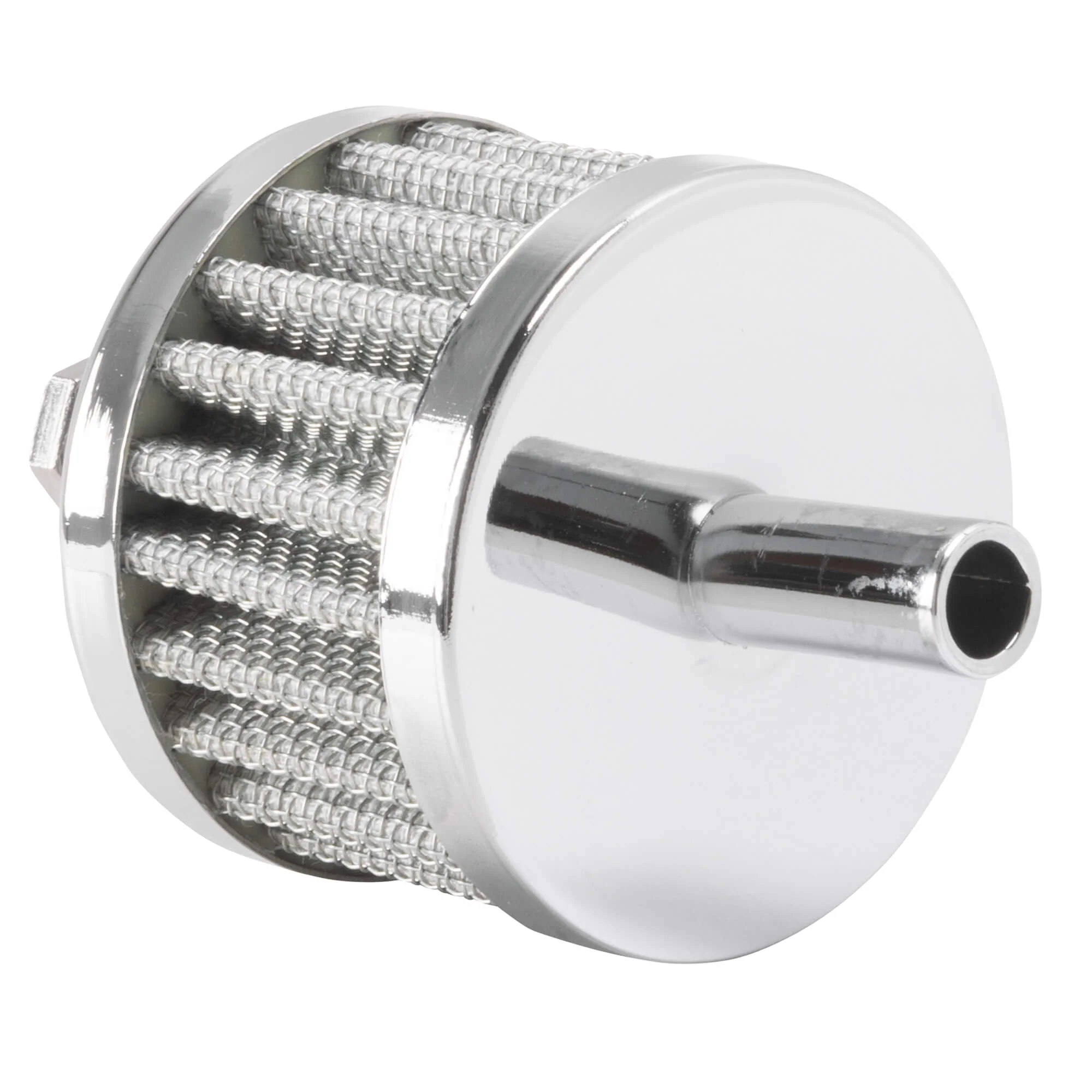 Crankcase Breather Filter with Mounting Stud - Chrome - 3/8" Hose - Image 2