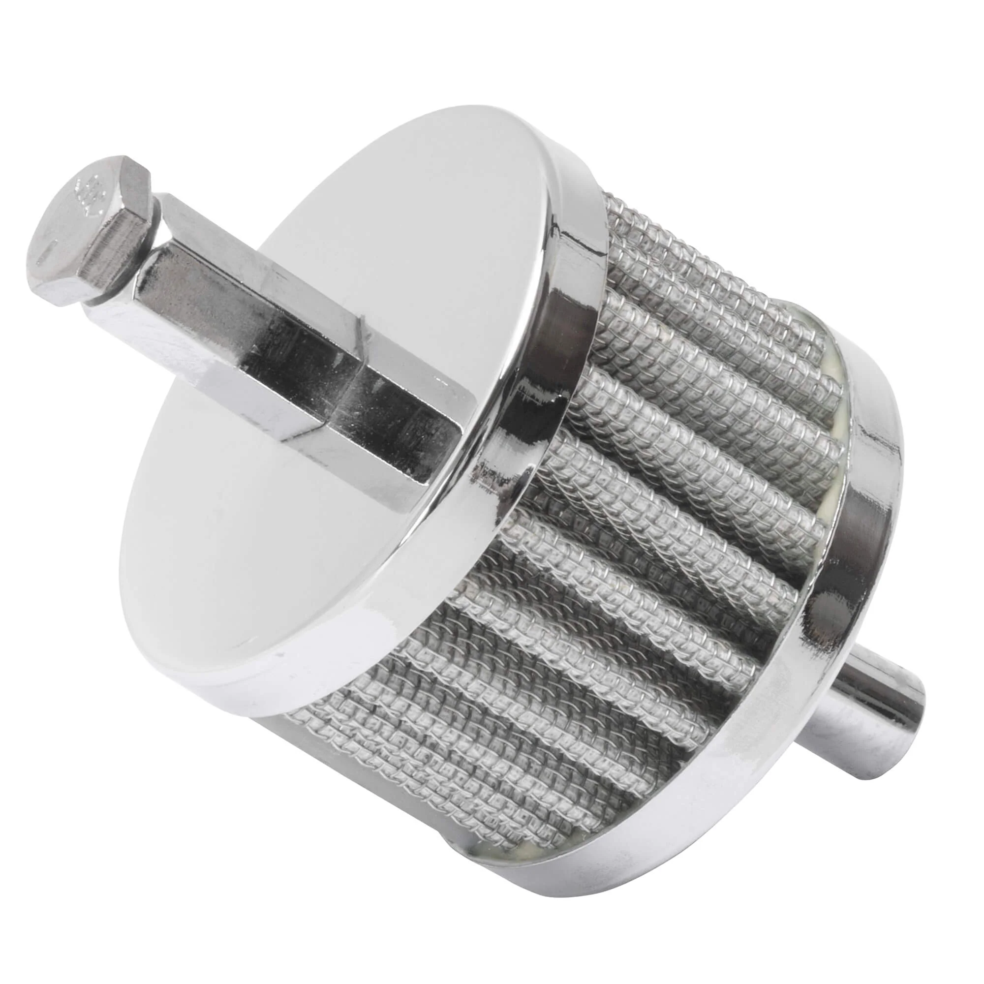 Crankcase Breather Filter with Mounting Stud - Chrome - 3/8" Hose - Image 3